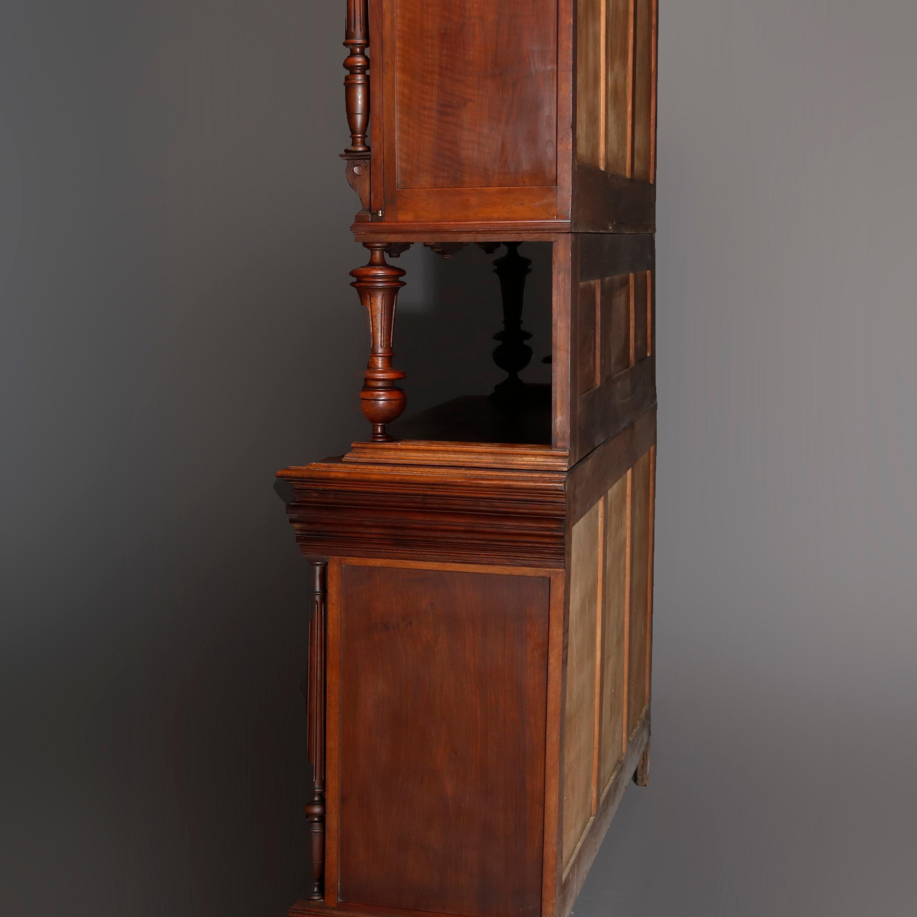 French Renaissance Carved Walnut and Beveled Glass Hunt Cupboard, circa 1890 4