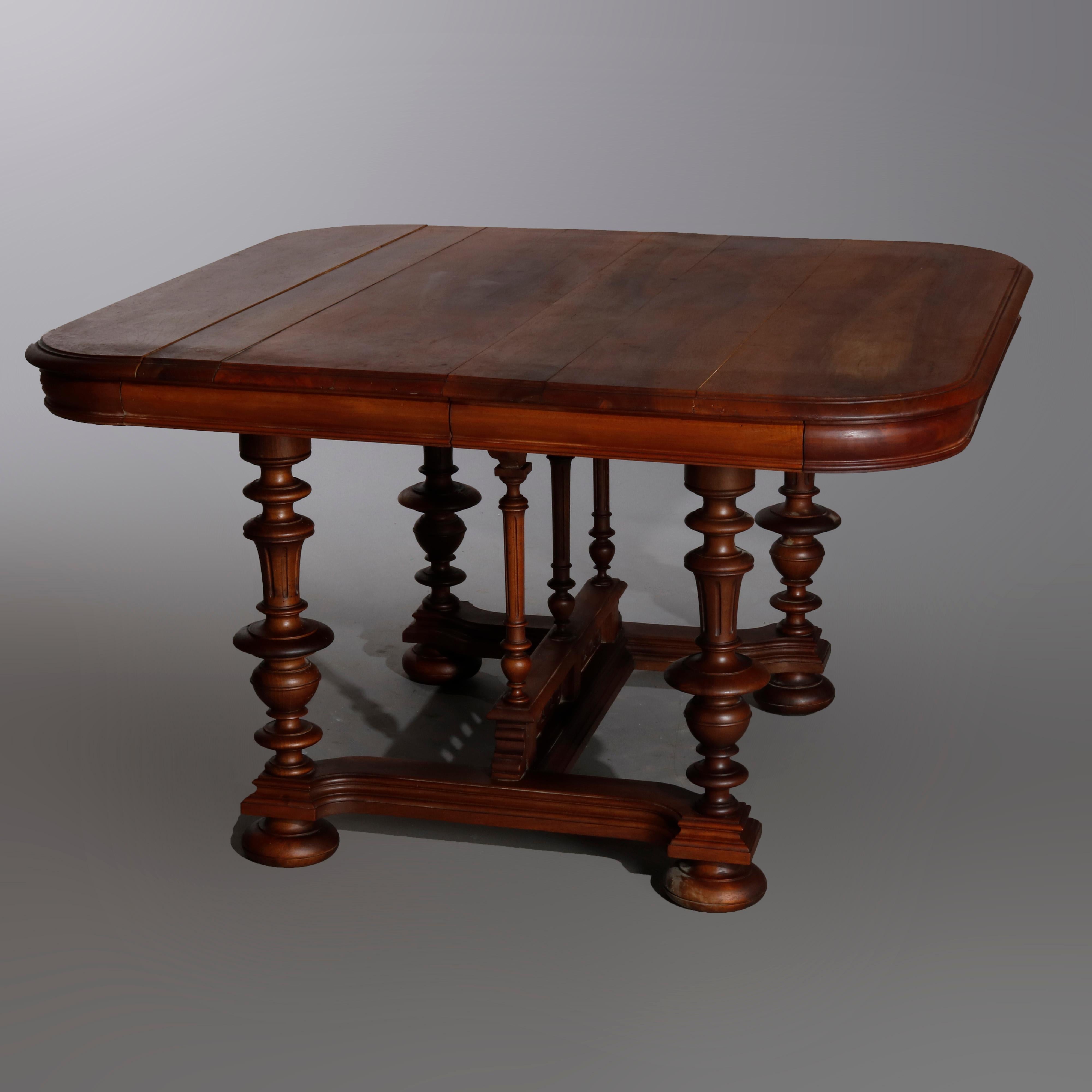 Antique French Renaissance Carved Walnut Breakfast Table, 19th Century In Good Condition In Big Flats, NY