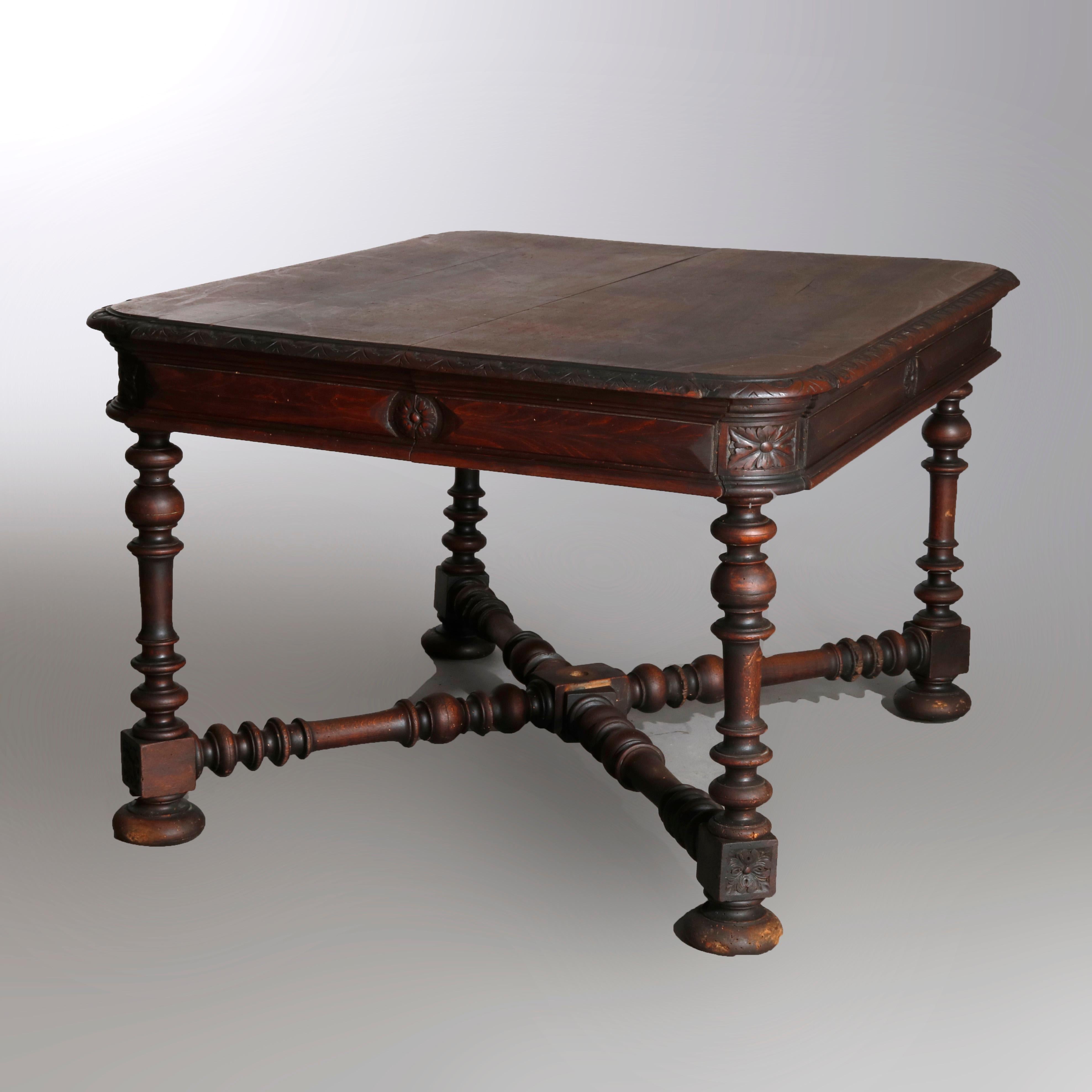 Antique French Renaissance Carved Walnut Breakfast Table, 19th Century 1