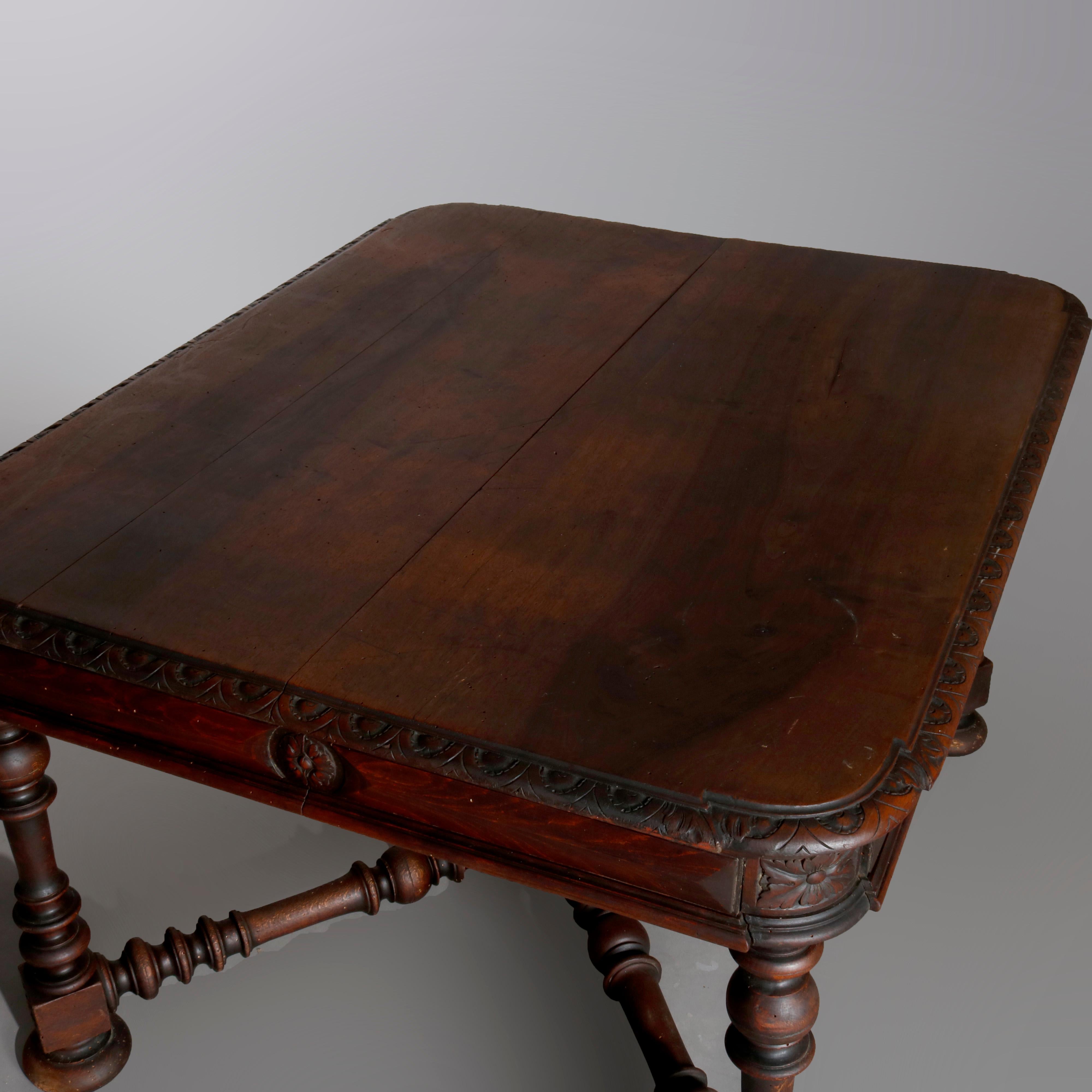 Antique French Renaissance Carved Walnut Breakfast Table, 19th Century 2