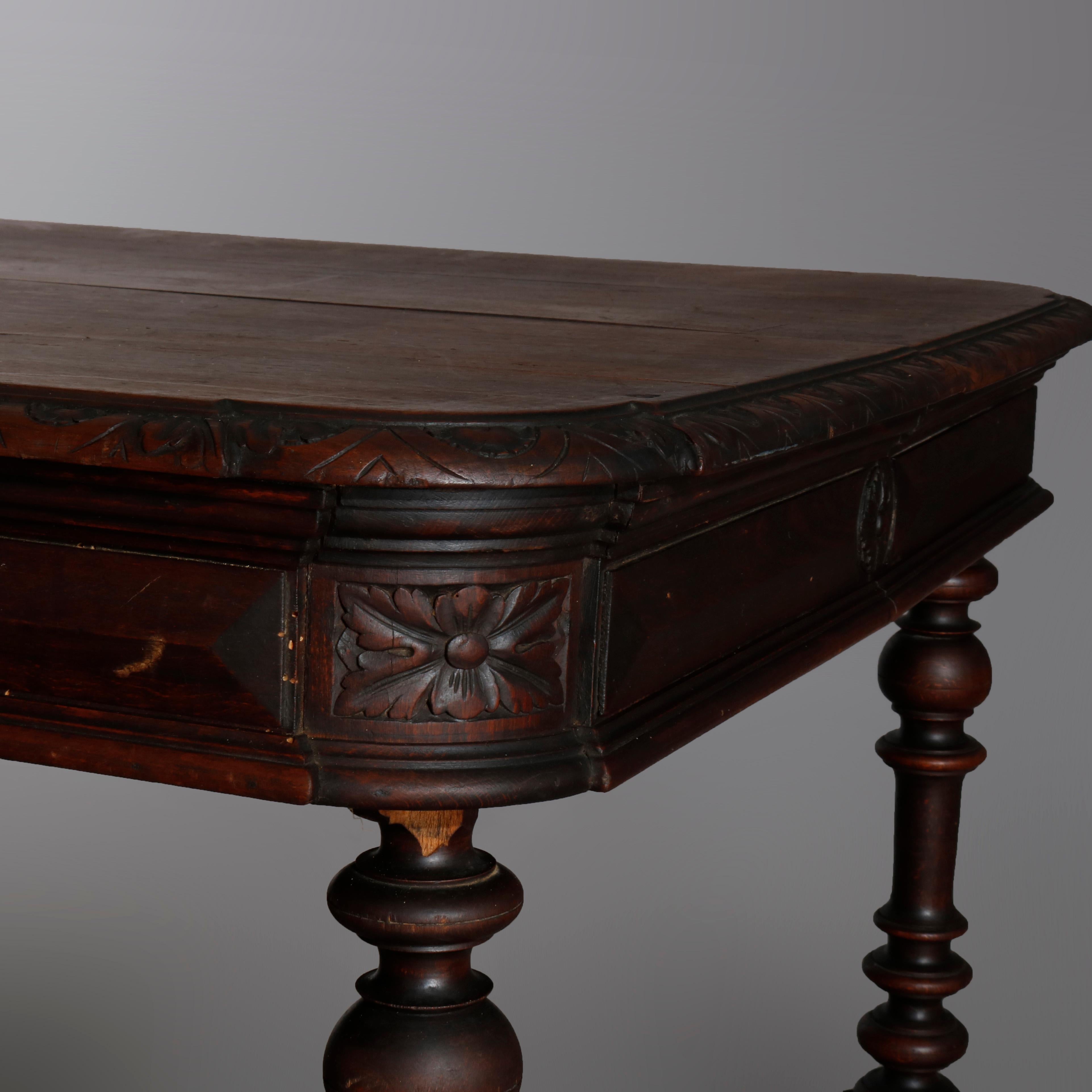 Antique French Renaissance Carved Walnut Breakfast Table, 19th Century 3