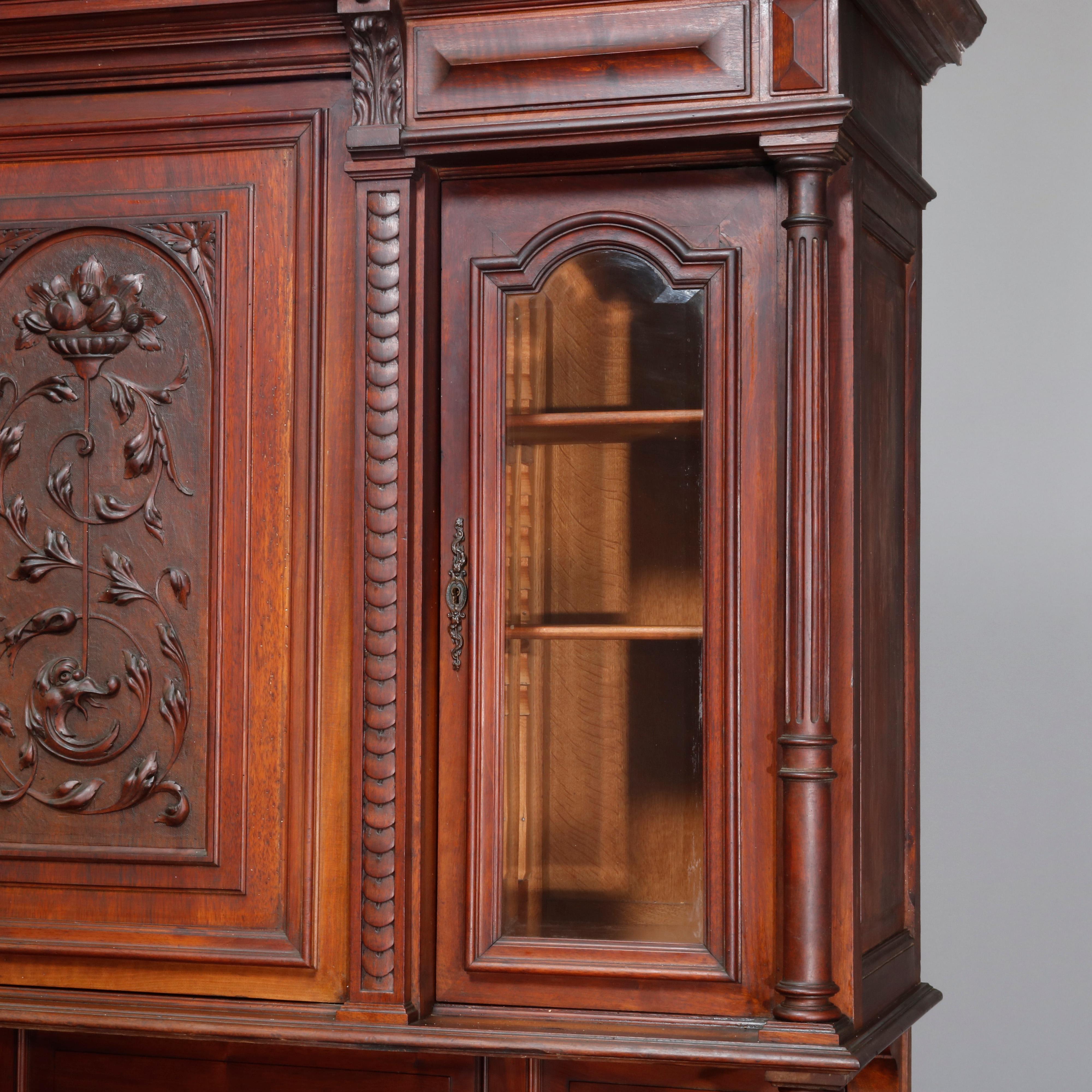 Antique French Renaissance Carved Walnut Court Cupboard, 19th Century For Sale 7