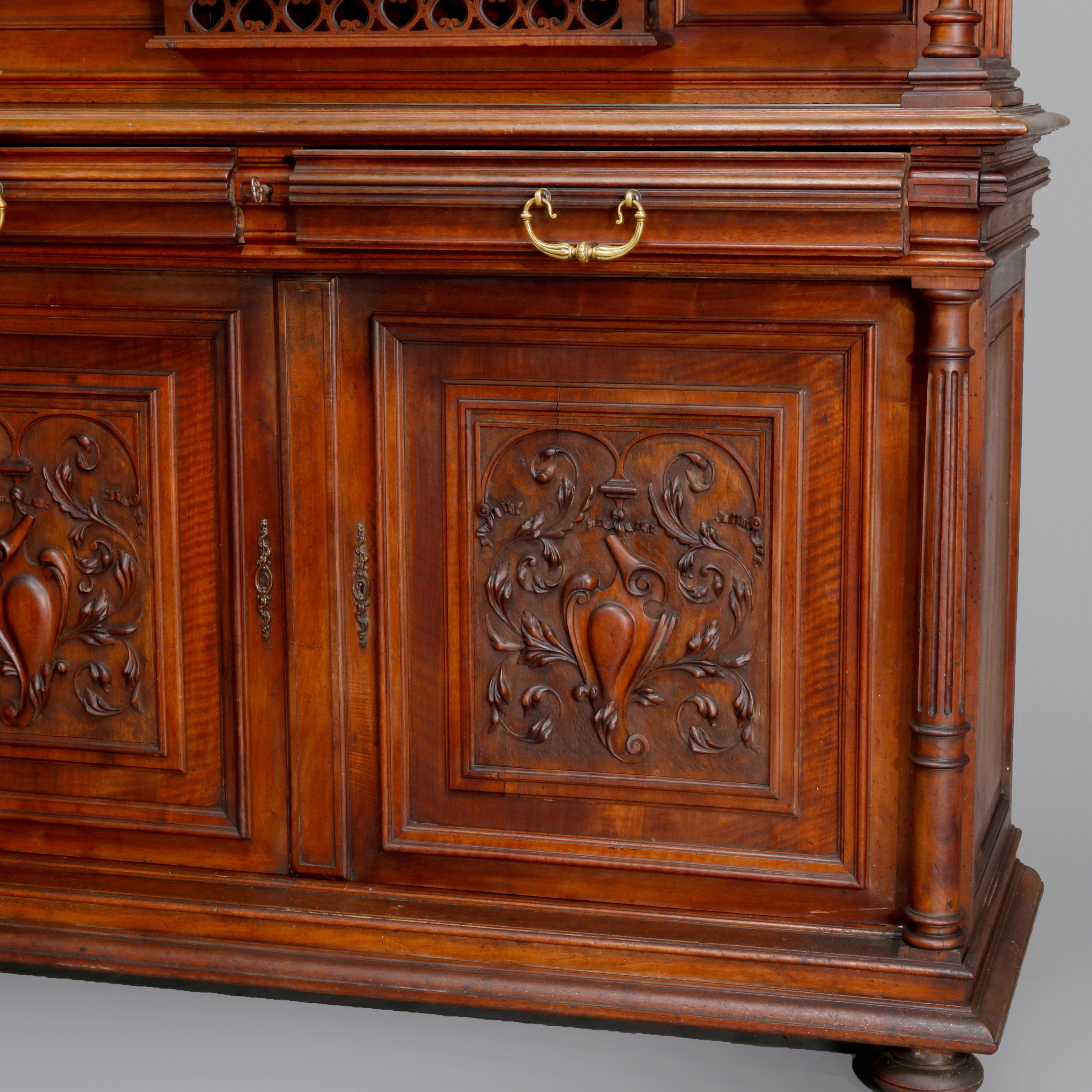 Antique French Renaissance Carved Walnut Court Cupboard, 19th Century For Sale 8