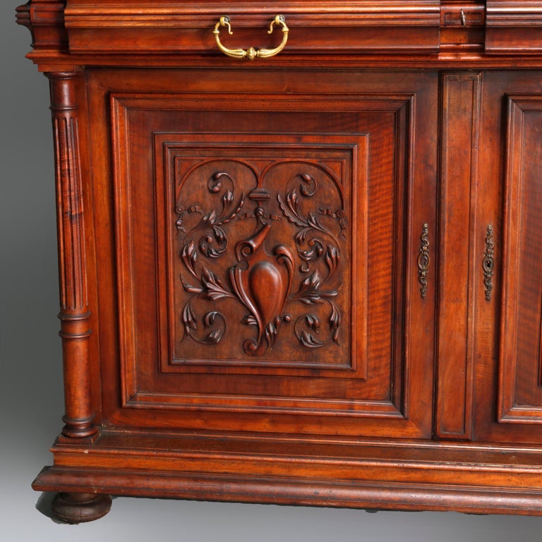 Antique French Renaissance Carved Walnut Court Cupboard, 19th Century