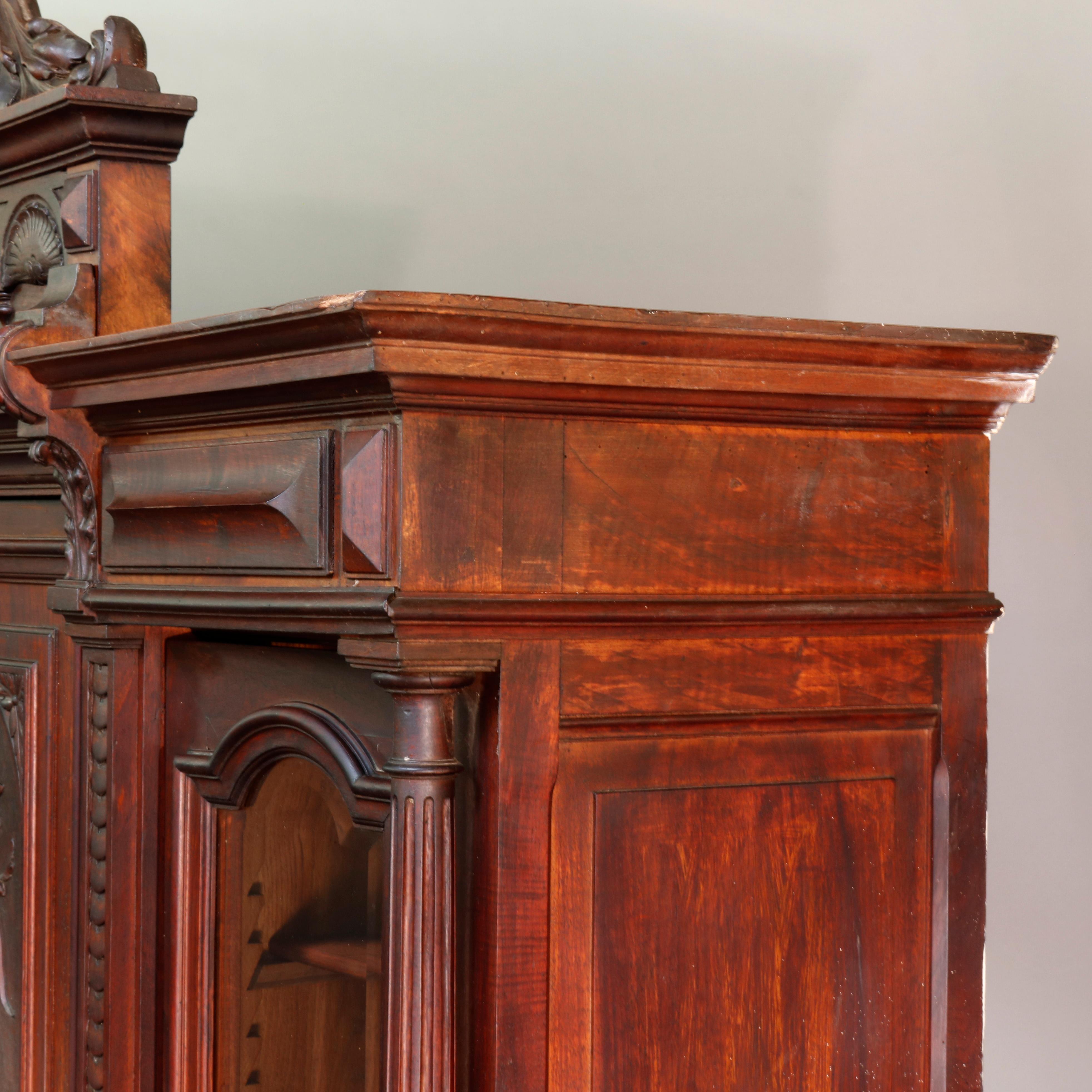 Antique French Renaissance Carved Walnut Court Cupboard, 19th Century For Sale 12