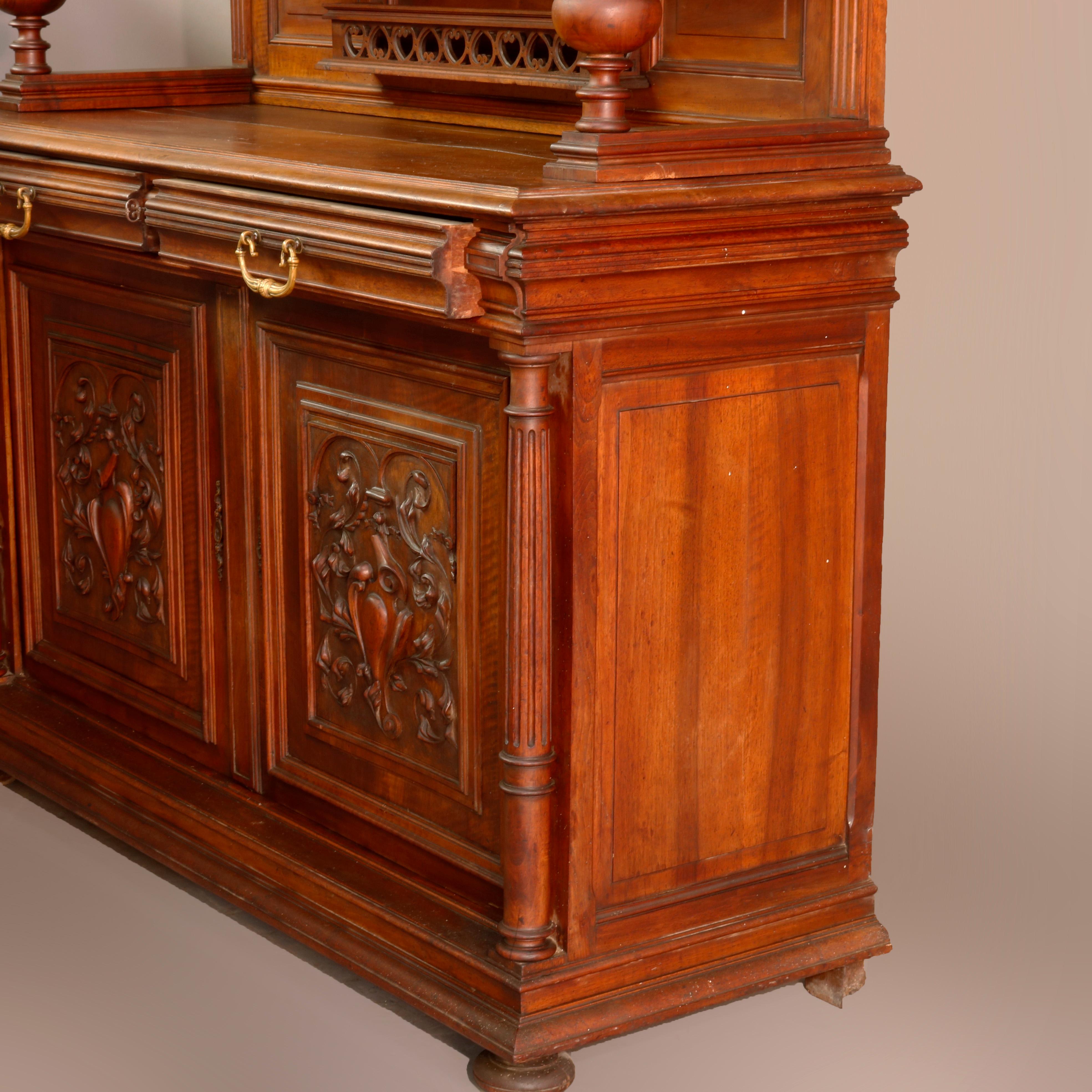 Antique French Renaissance Carved Walnut Court Cupboard, 19th Century For Sale 13