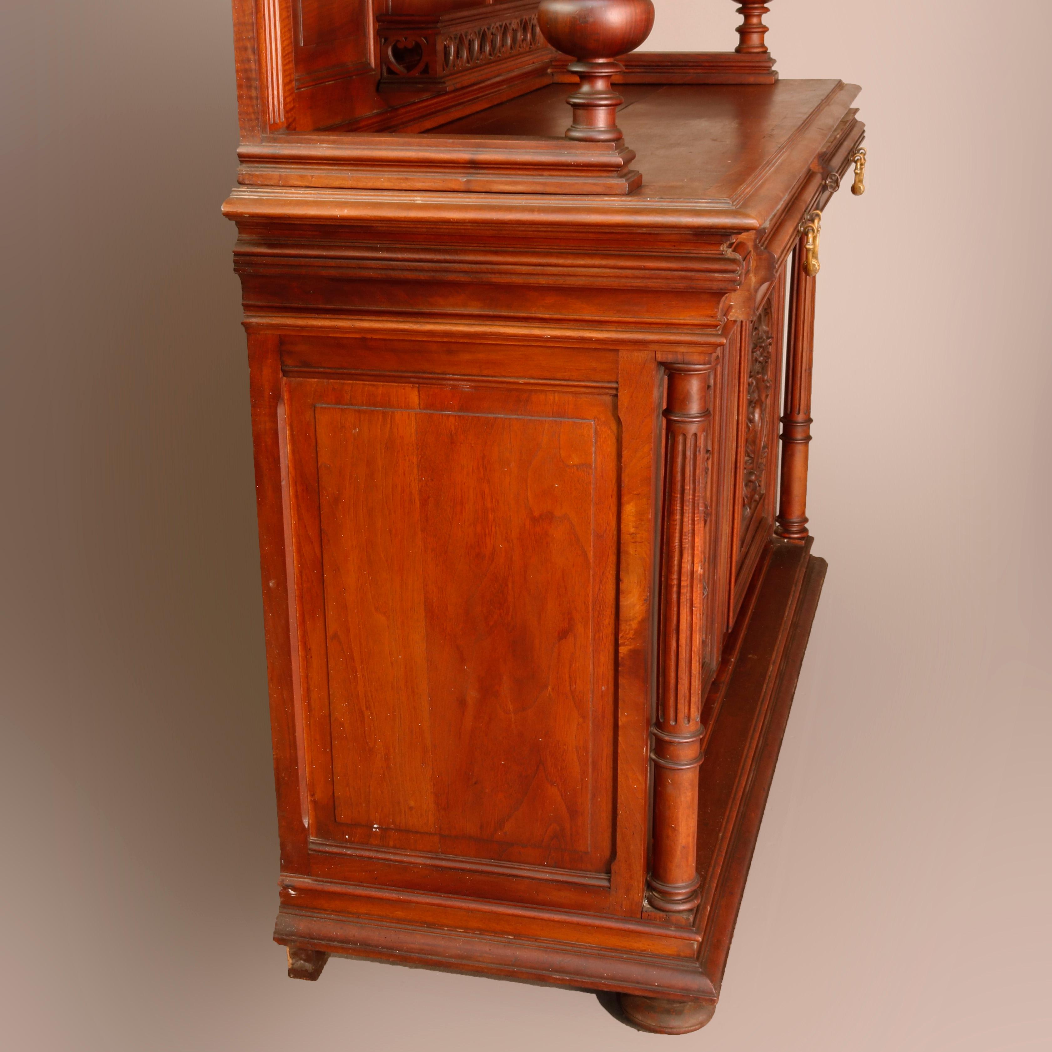 Antique French Renaissance Carved Walnut Court Cupboard, 19th Century For Sale 14