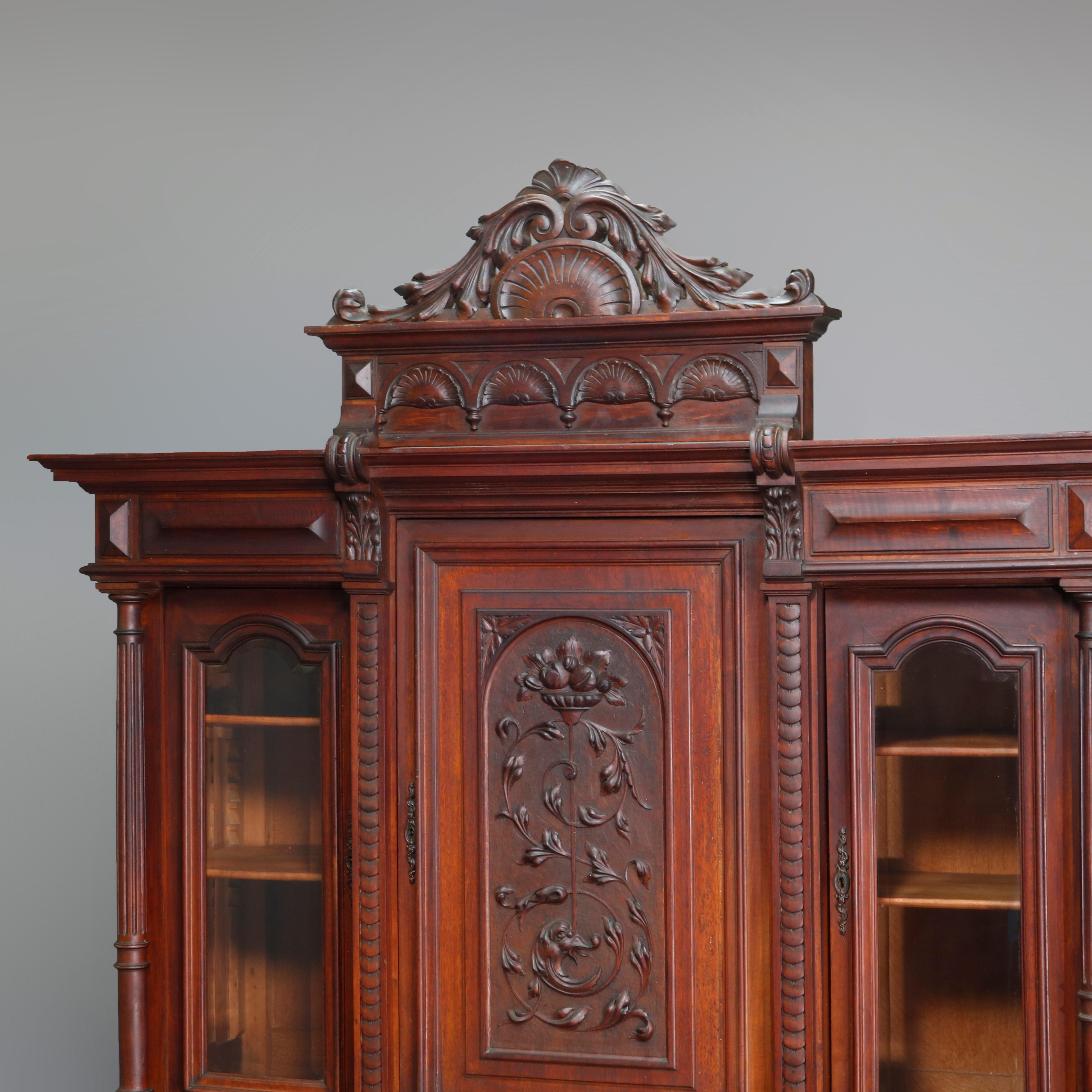 Antique French Renaissance Carved Walnut Court Cupboard, 19th Century For Sale 1