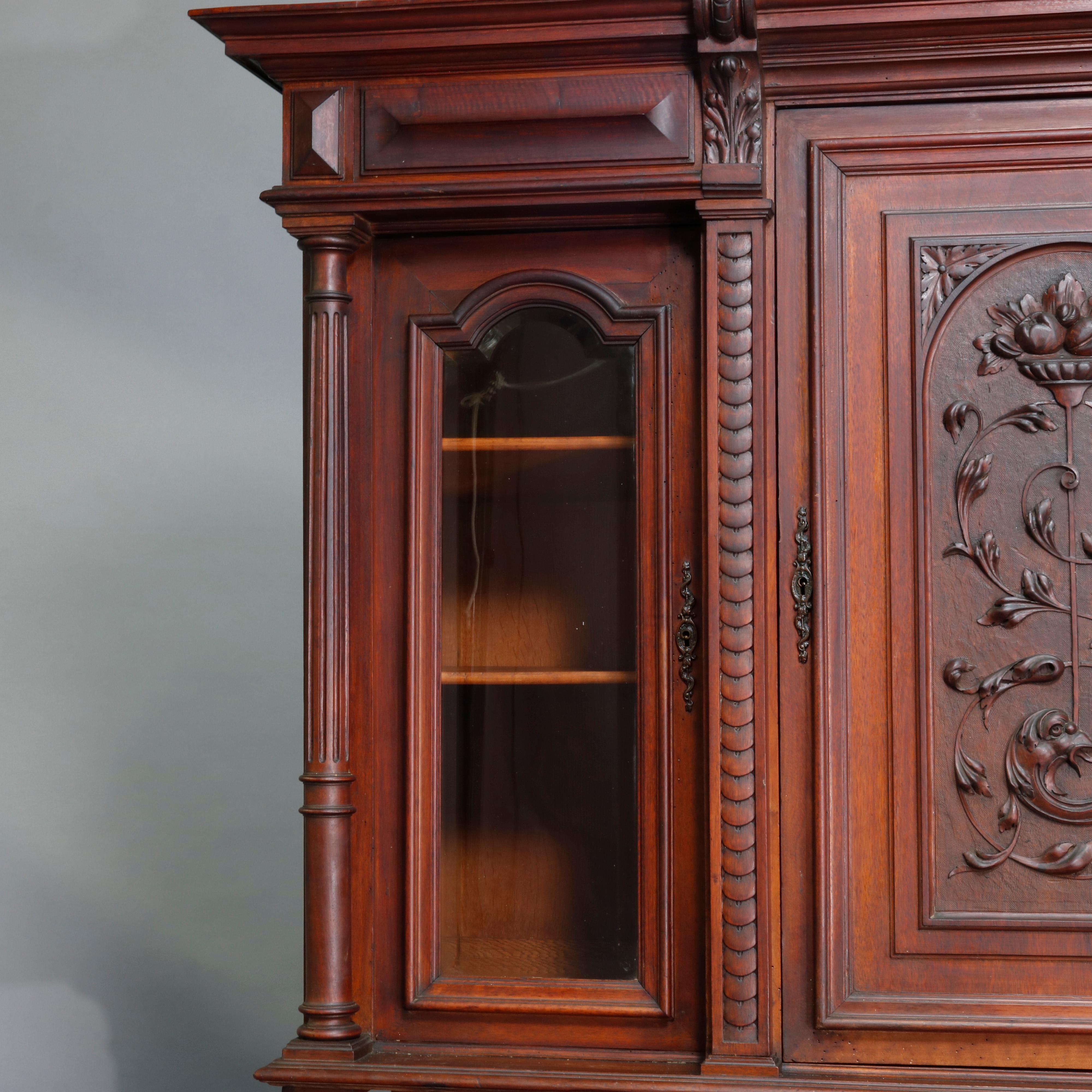 Antique French Renaissance Carved Walnut Court Cupboard, 19th Century For Sale 6