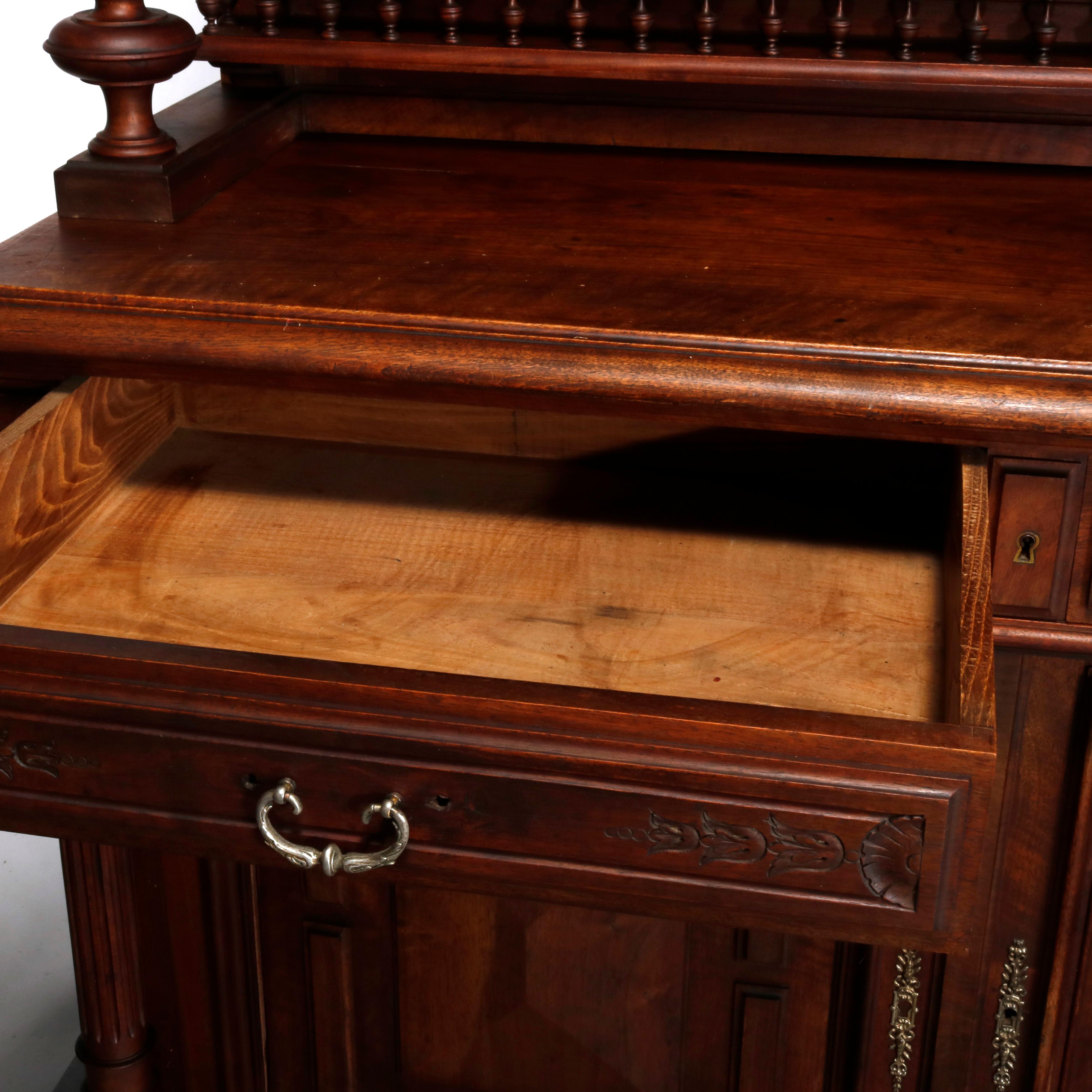 Antique French Renaissance Carved Walnut Cupboard with Torchieres, 19th Century For Sale 6