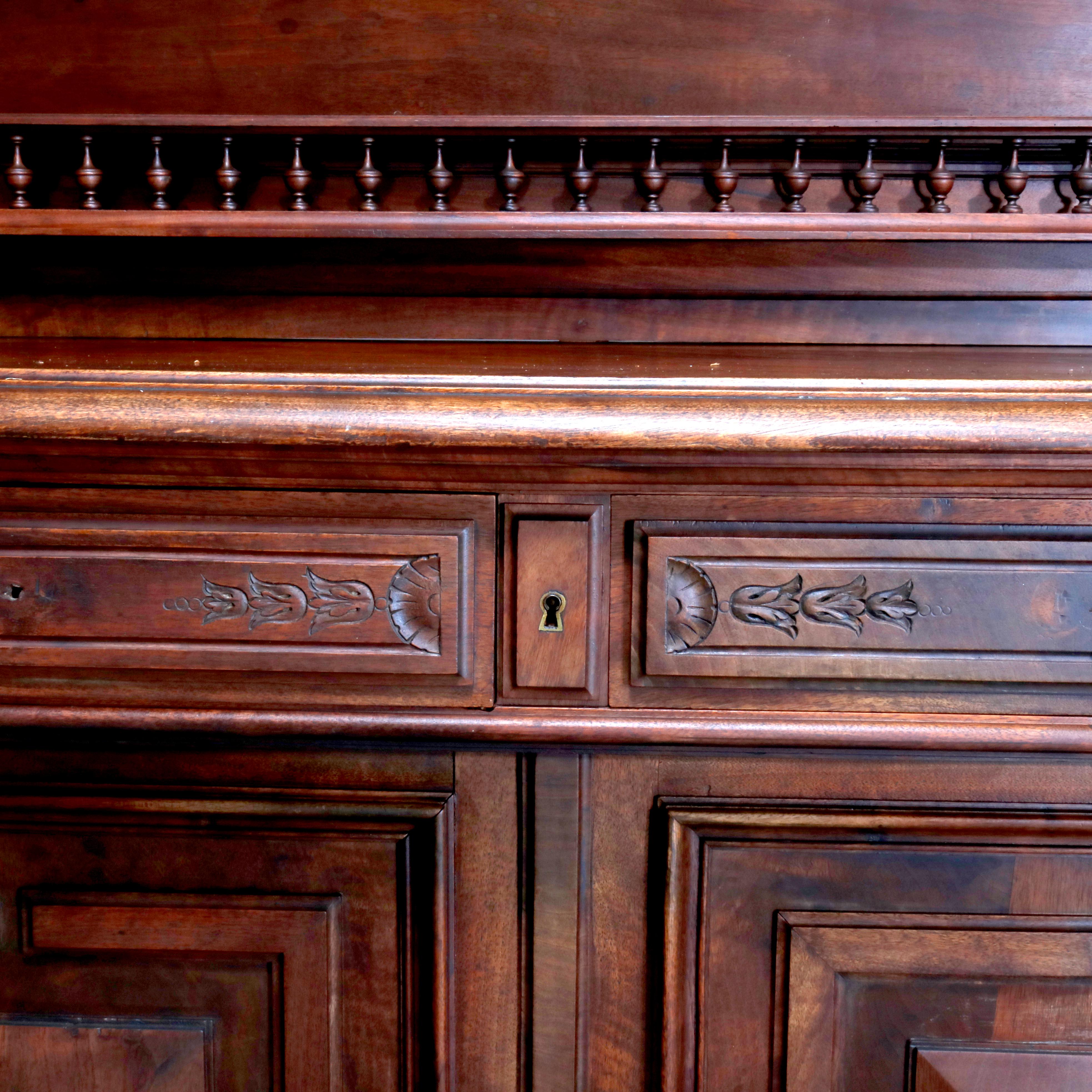 Antique French Renaissance Carved Walnut Cupboard with Torchieres, 19th Century For Sale 8