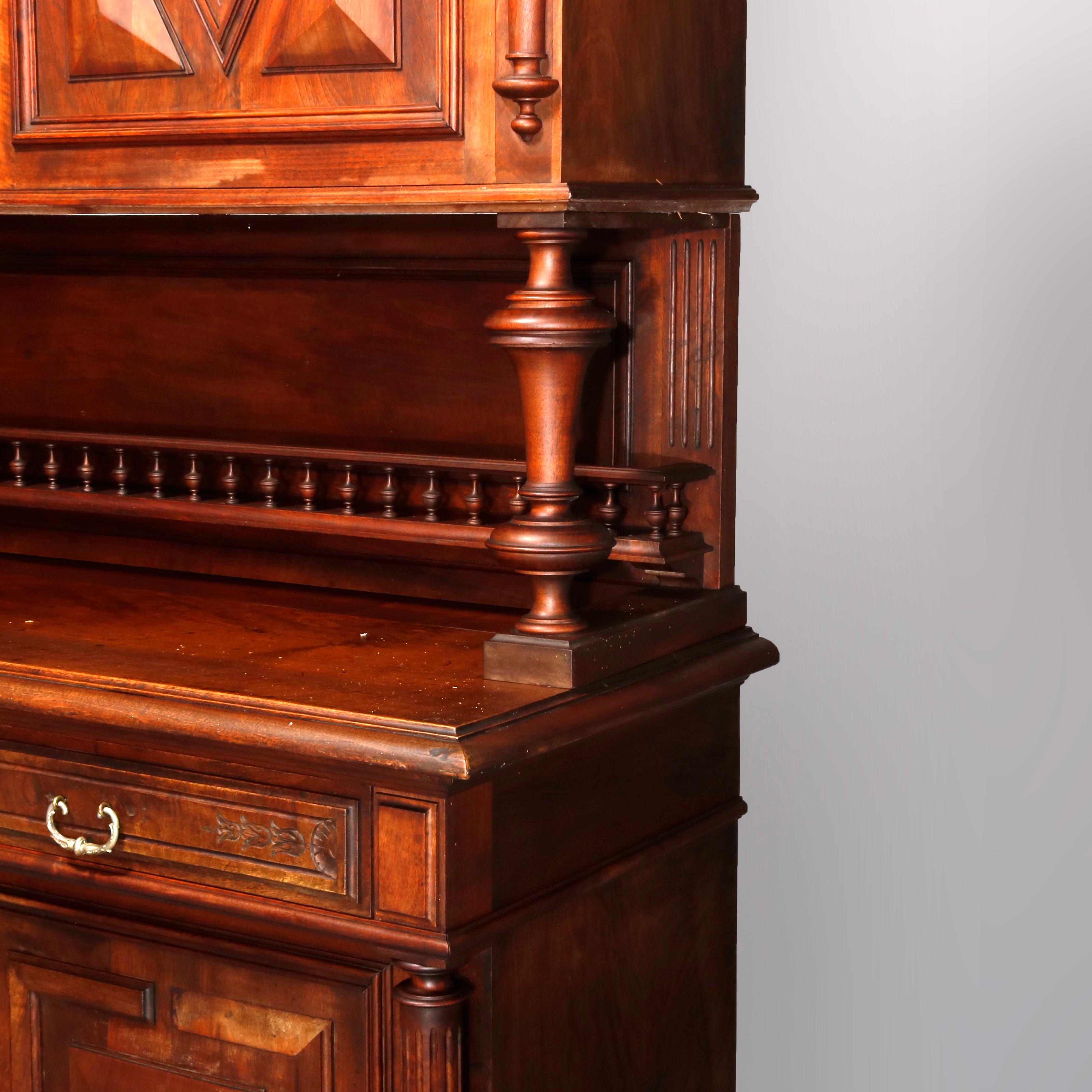 Antique French Renaissance Carved Walnut Cupboard with Torchieres, 19th Century For Sale 9