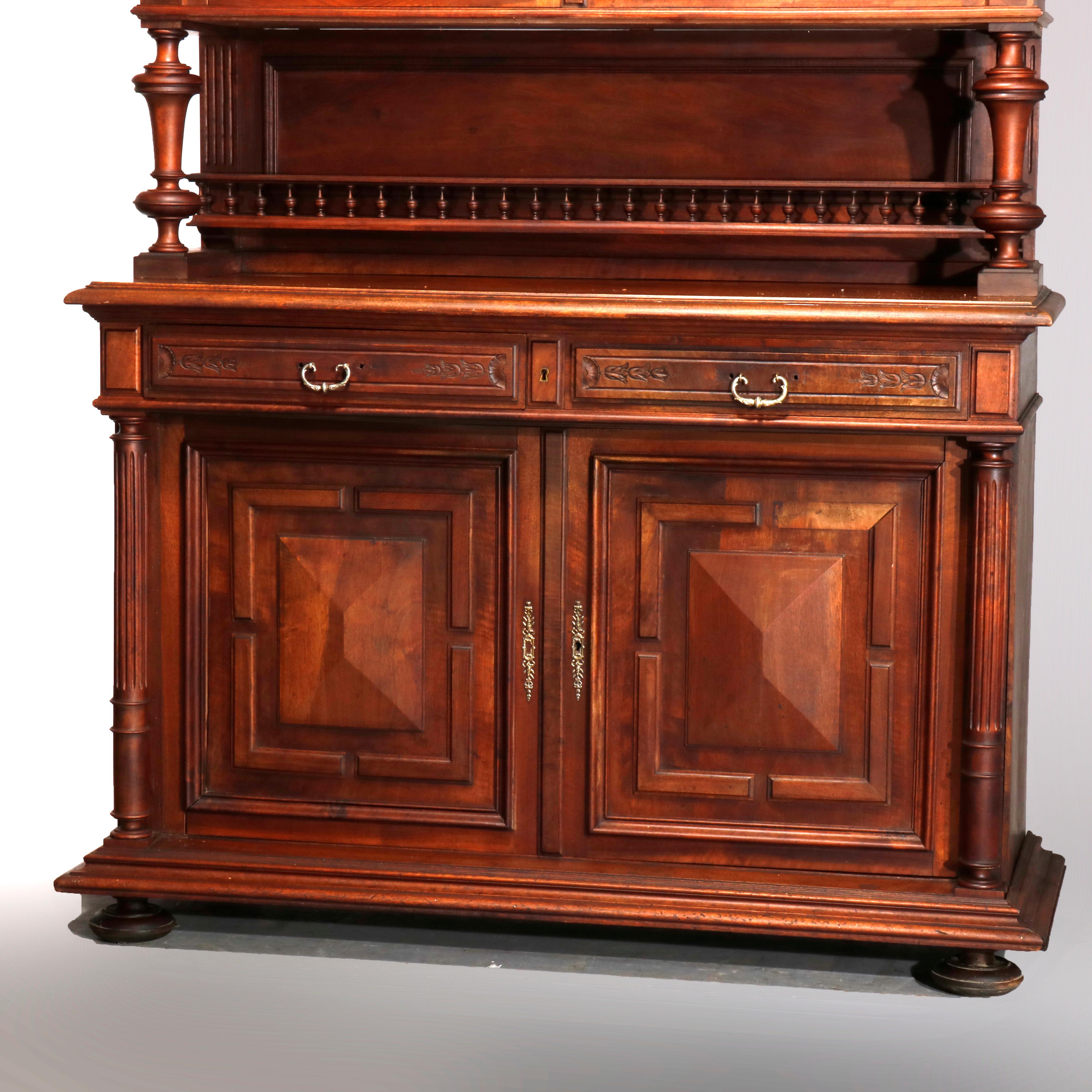 Antique French Renaissance Carved Walnut Cupboard with Torchieres, 19th Century In Good Condition For Sale In Big Flats, NY