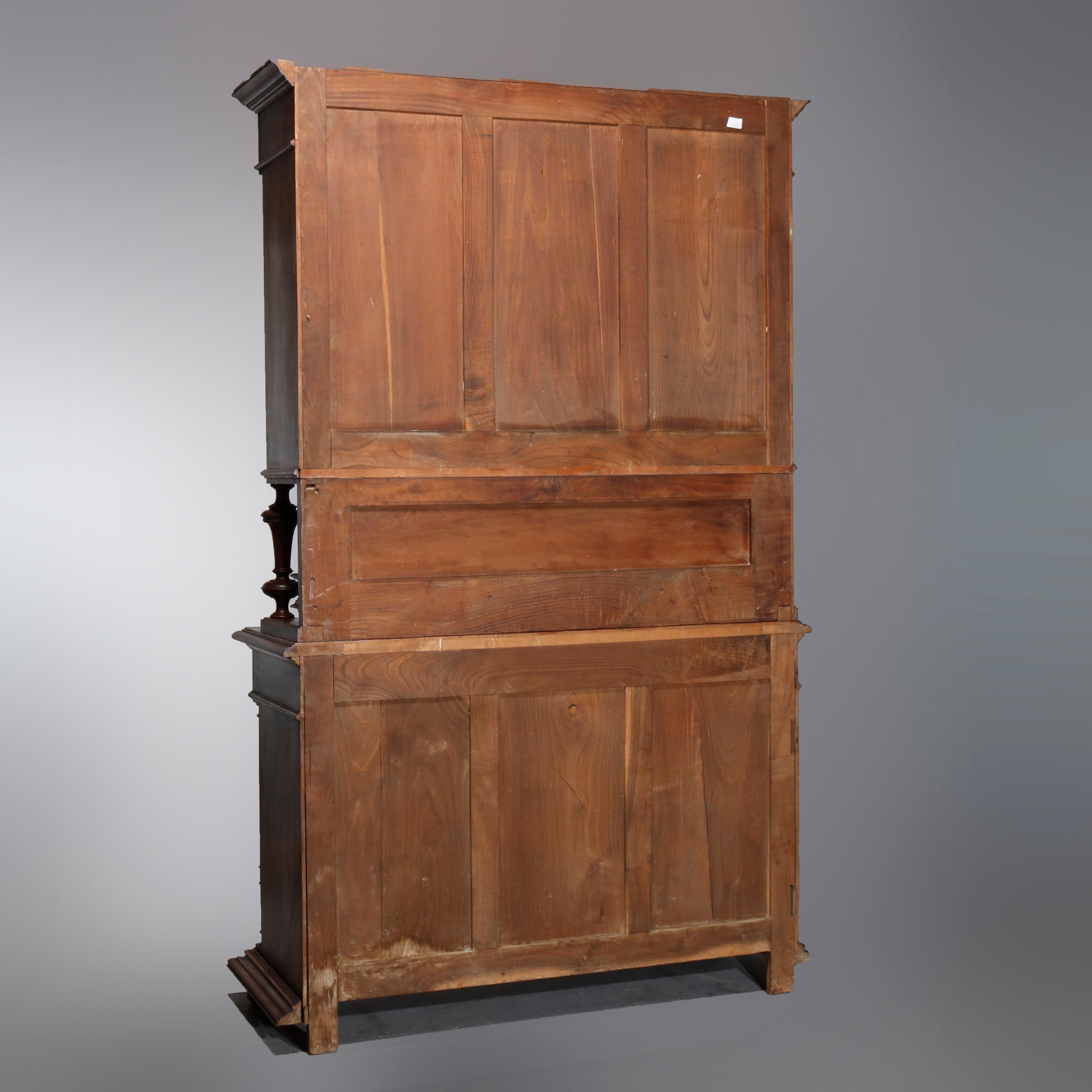 Antique French Renaissance Carved Walnut Cupboard with Torchieres, 19th Century For Sale 3
