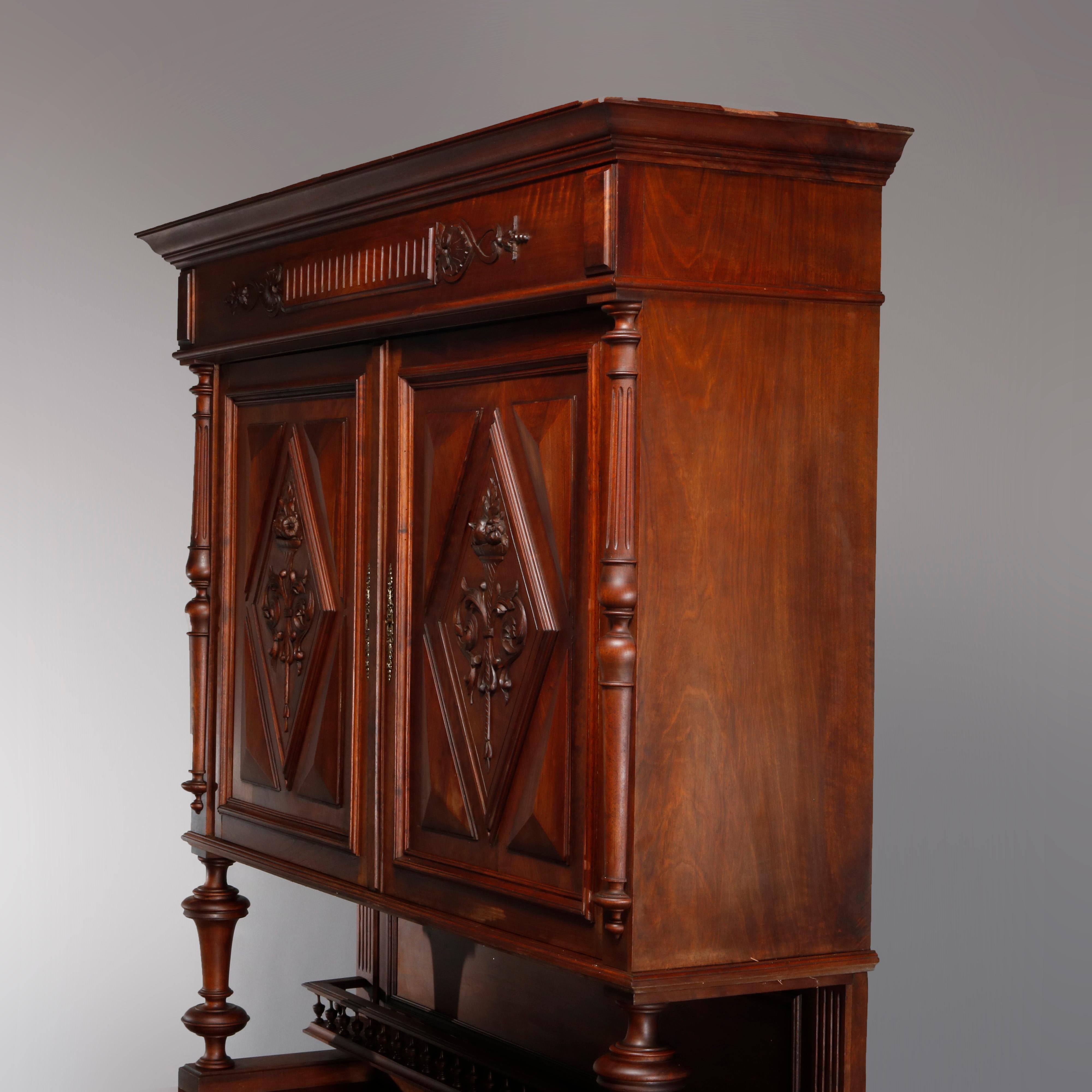 Antique French Renaissance Carved Walnut Cupboard with Torchieres, 19th Century For Sale 5
