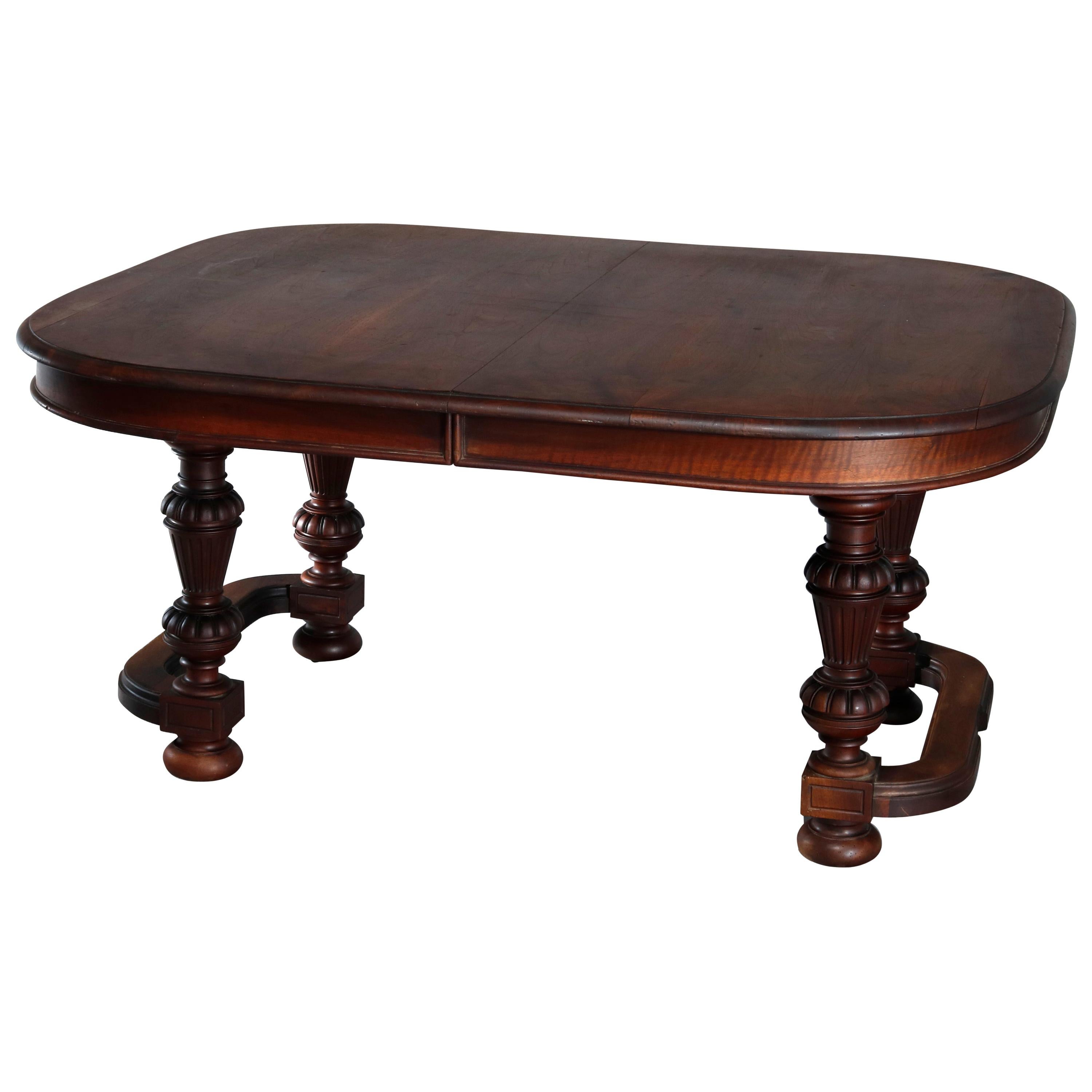 Antique French Renaissance Carved Walnut Dining Table, 19th Century