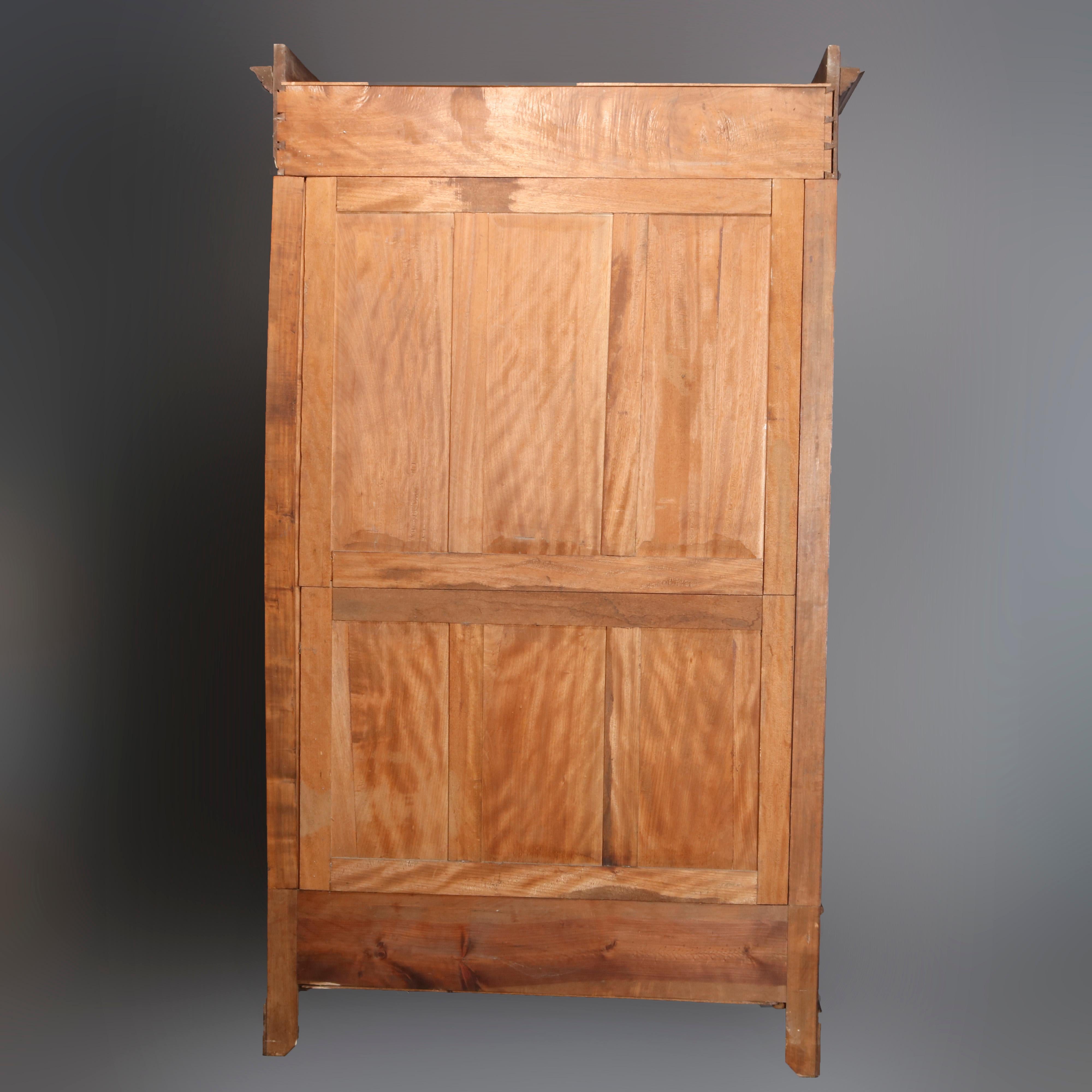 Beveled Antique French Renaissance Carved Walnut Double Door Armoire, 19th Century