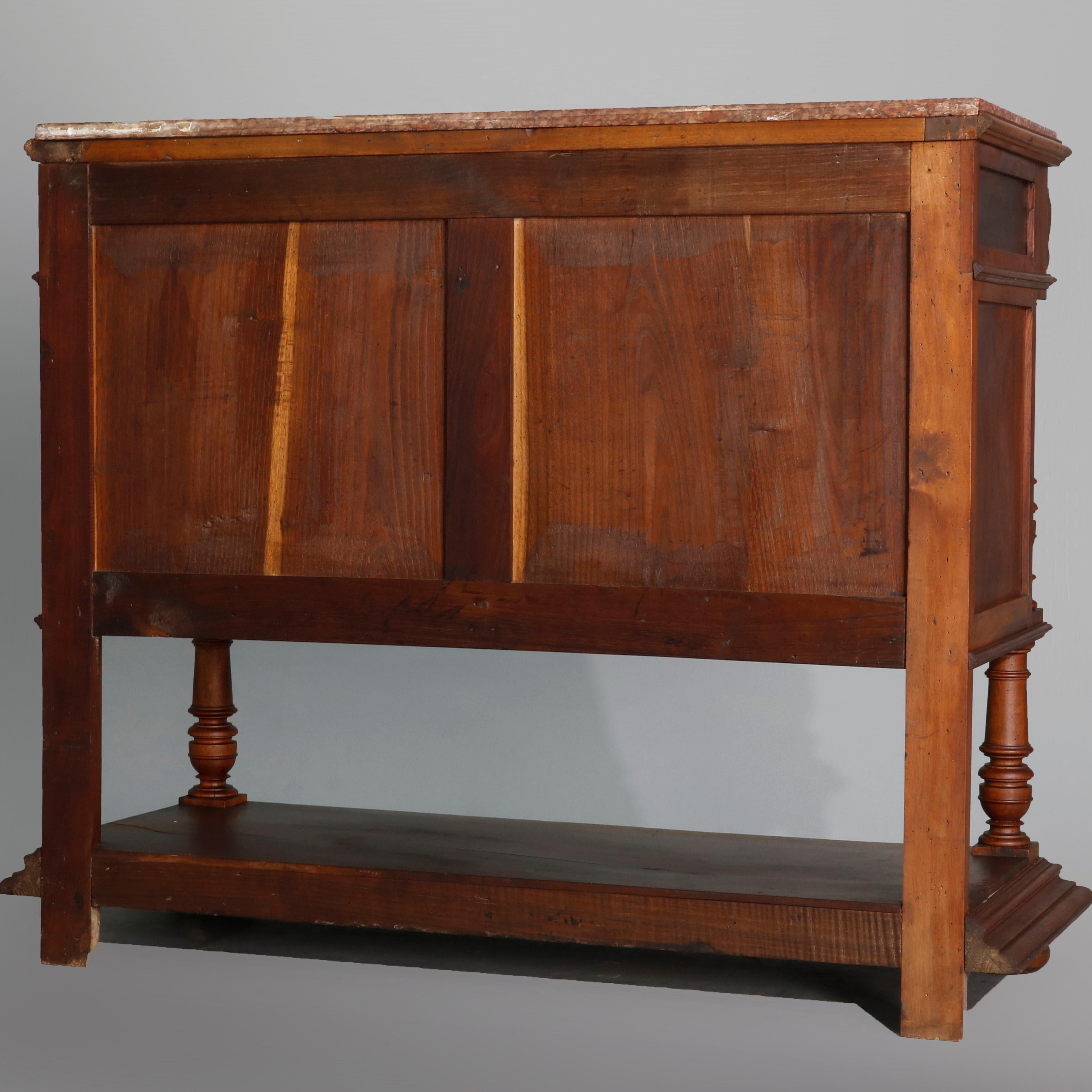 Antique French Renaissance Carved Walnut Server, 19th Century In Good Condition In Big Flats, NY