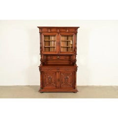 Antique French Renaissance Carved Walnut Sideboard or Bar Cabinet, Circa 1890s