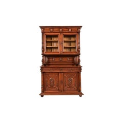 Antique French Renaissance Carved Walnut Sideboard or Bar Cabinet, Circa 1890s