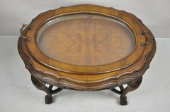 Antique French Renaissance Carved Walnut Small Serving Tray Coffee Table