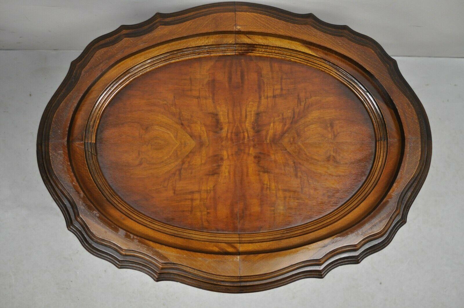 Antique French Renaissance Carved Walnut Small Serving Tray Coffee Table In Good Condition In Philadelphia, PA
