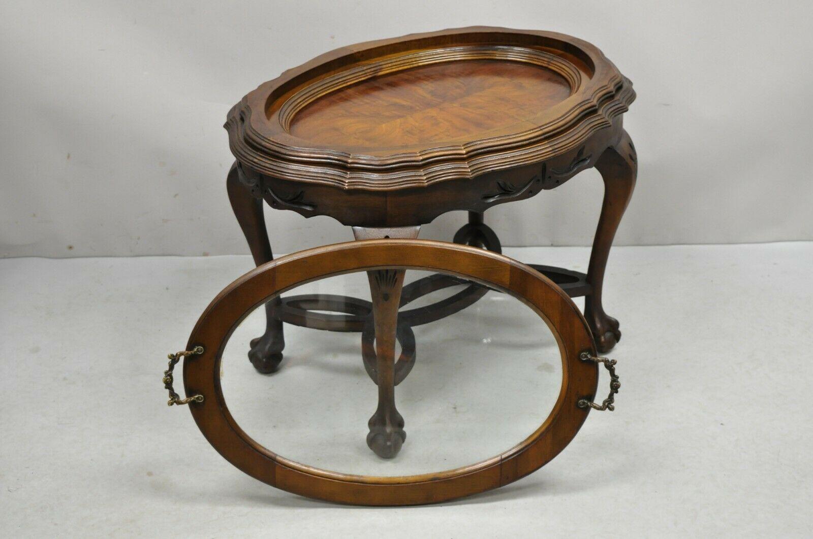 20th Century Antique French Renaissance Carved Walnut Small Serving Tray Coffee Table