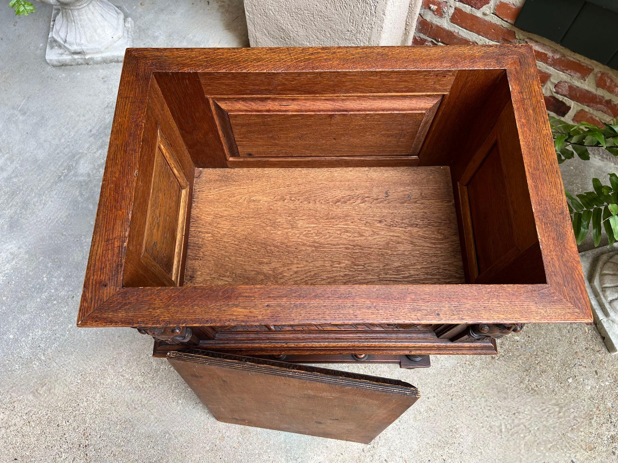 Antique French Renaissance Chest Box on Stand Breton Brittany Oak Barley Twist 14