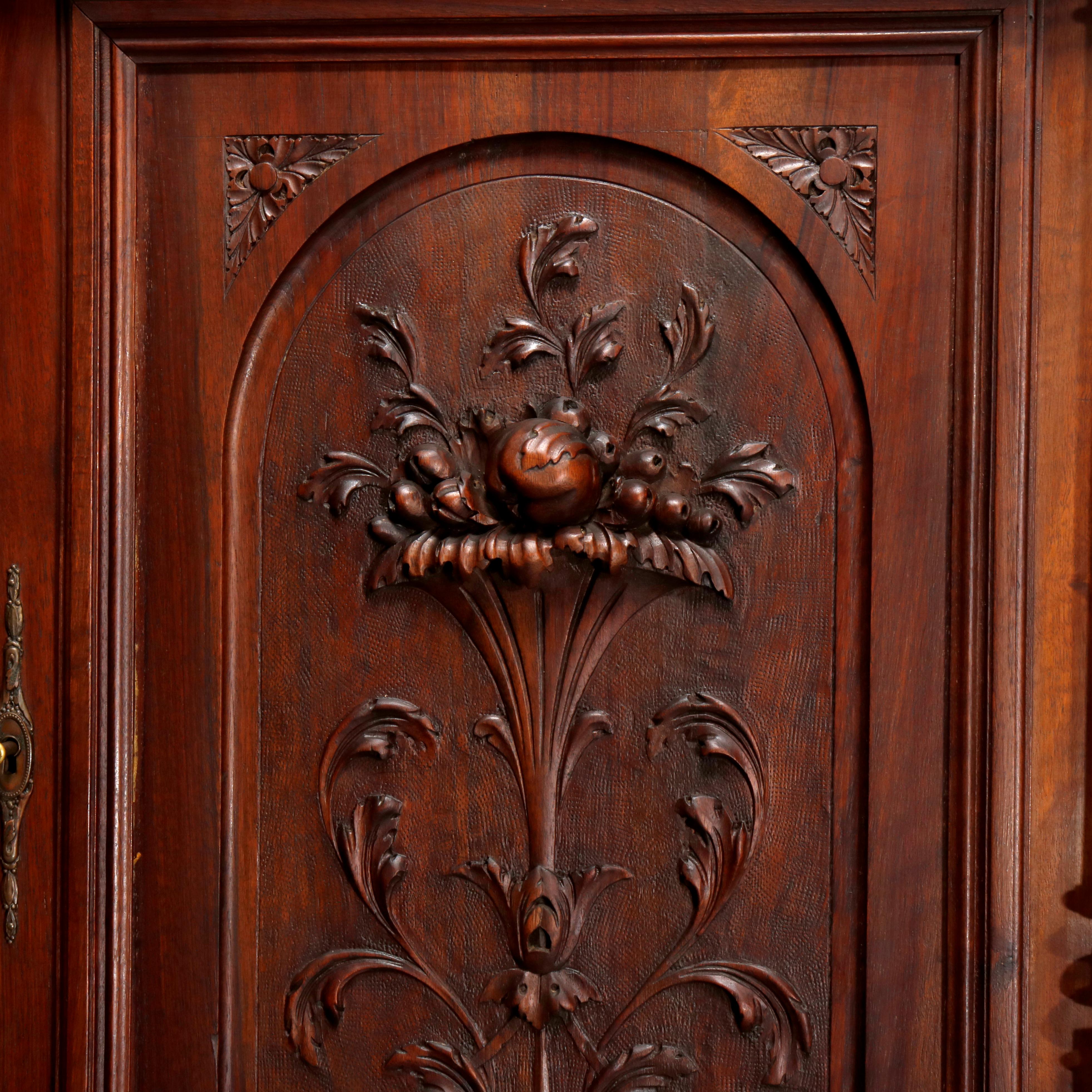 Antique French Renaissance Deeply Carved Walnut Cupboard, 19th Century 9