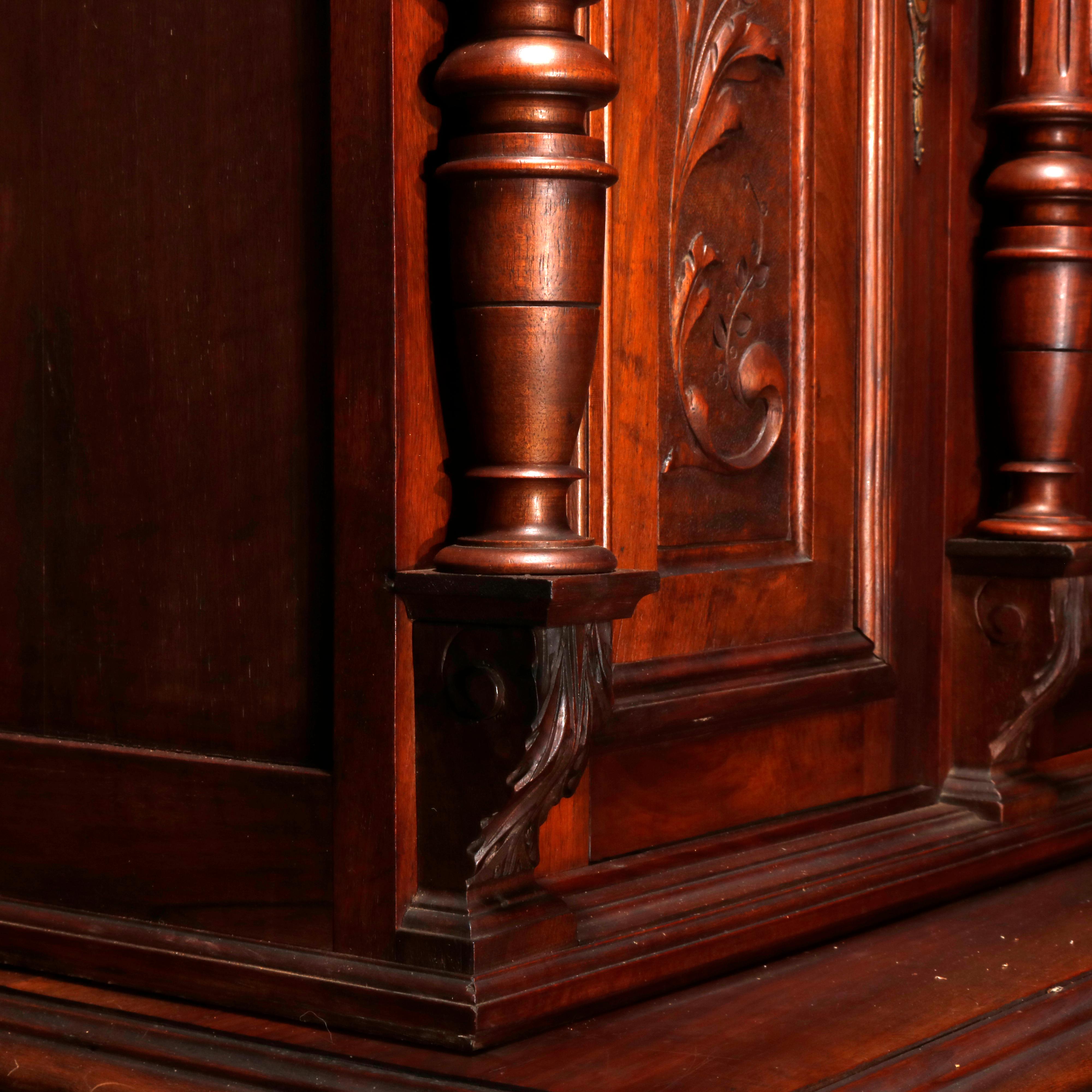 Antique French Renaissance Deeply Carved Walnut Cupboard, 19th Century 13