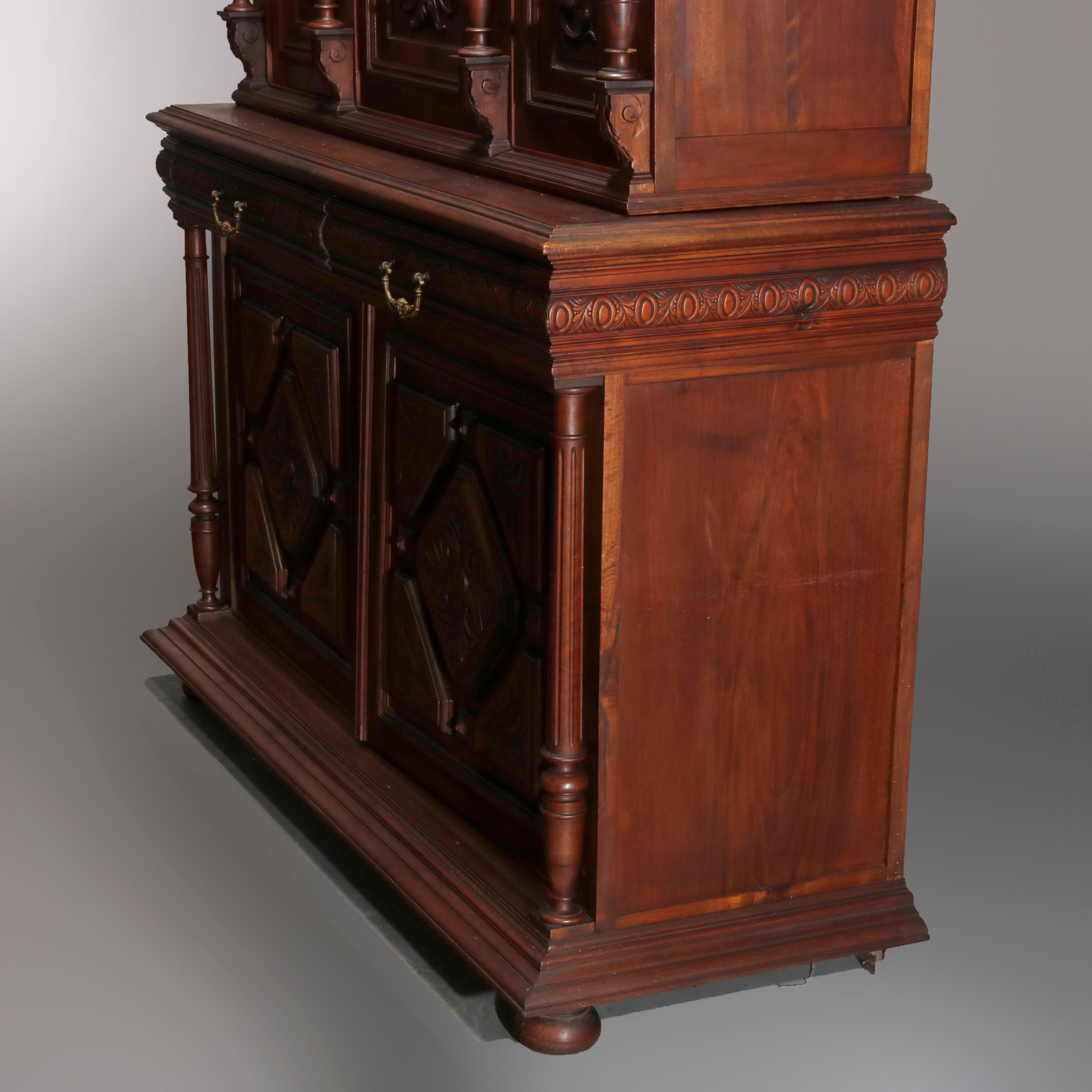 Antique French Renaissance Deeply Carved Walnut Cupboard, 19th Century In Good Condition In Big Flats, NY
