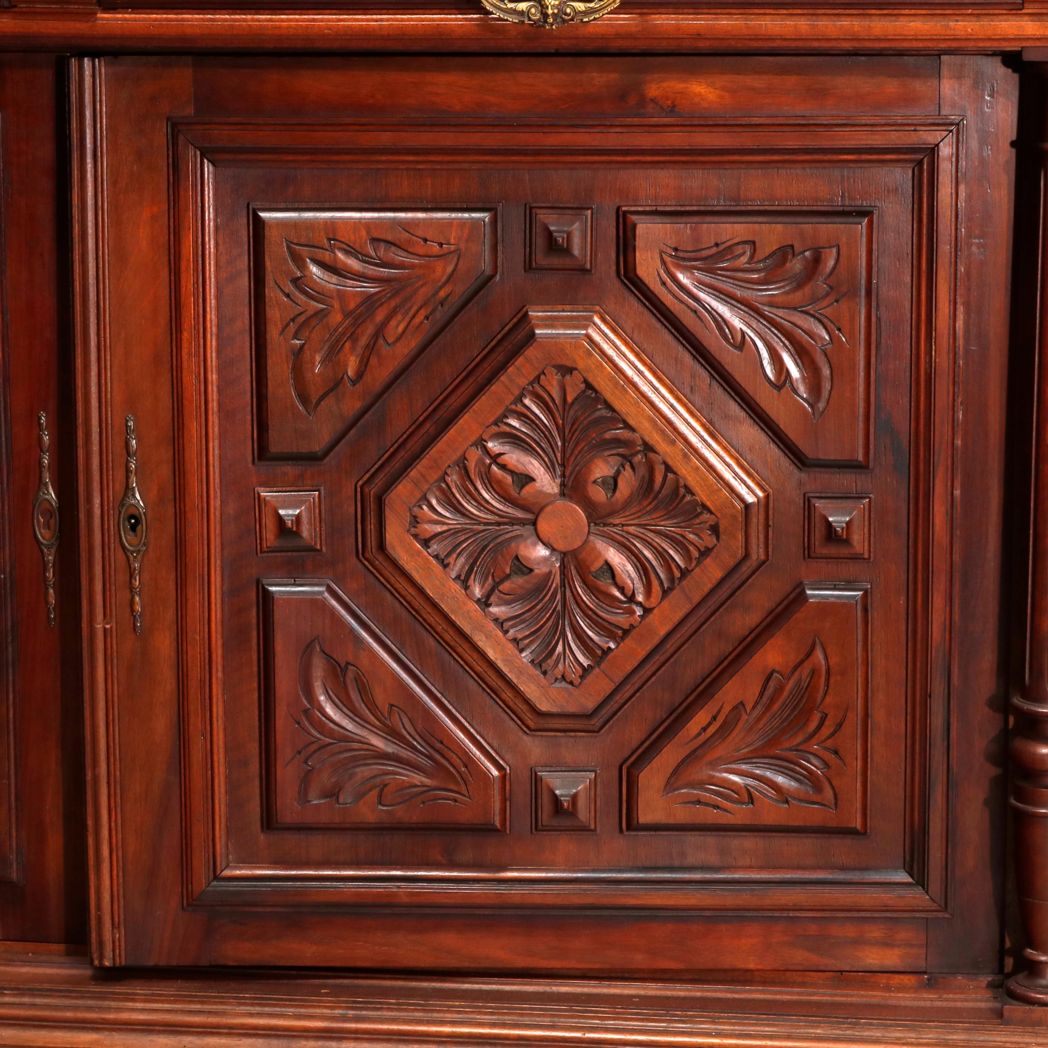 Antique French Renaissance Deeply Carved Walnut Cupboard, 19th Century 6