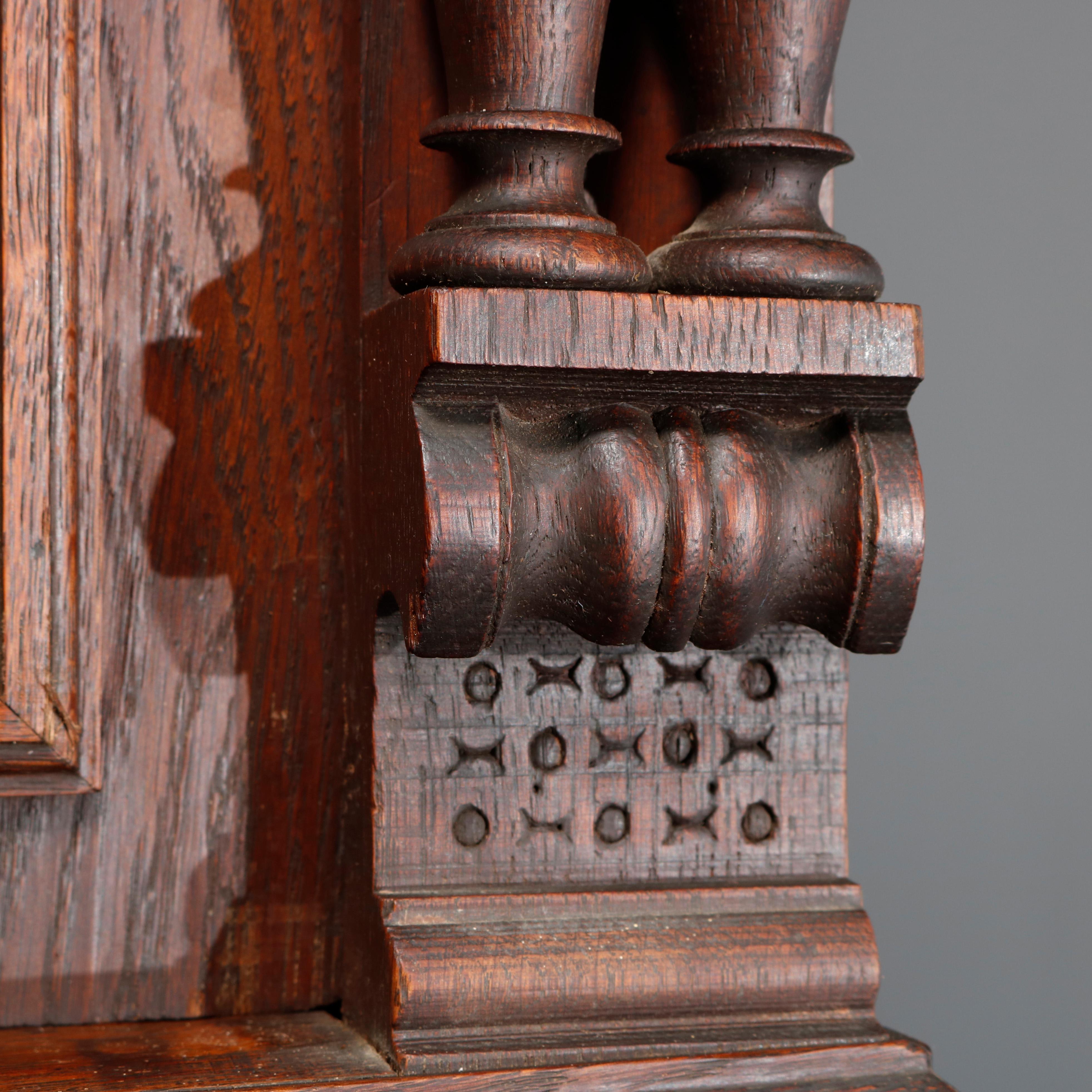 Antique French Renaissance Deeply Carved Walnut Hunt Cupboard, 19th Century For Sale 9