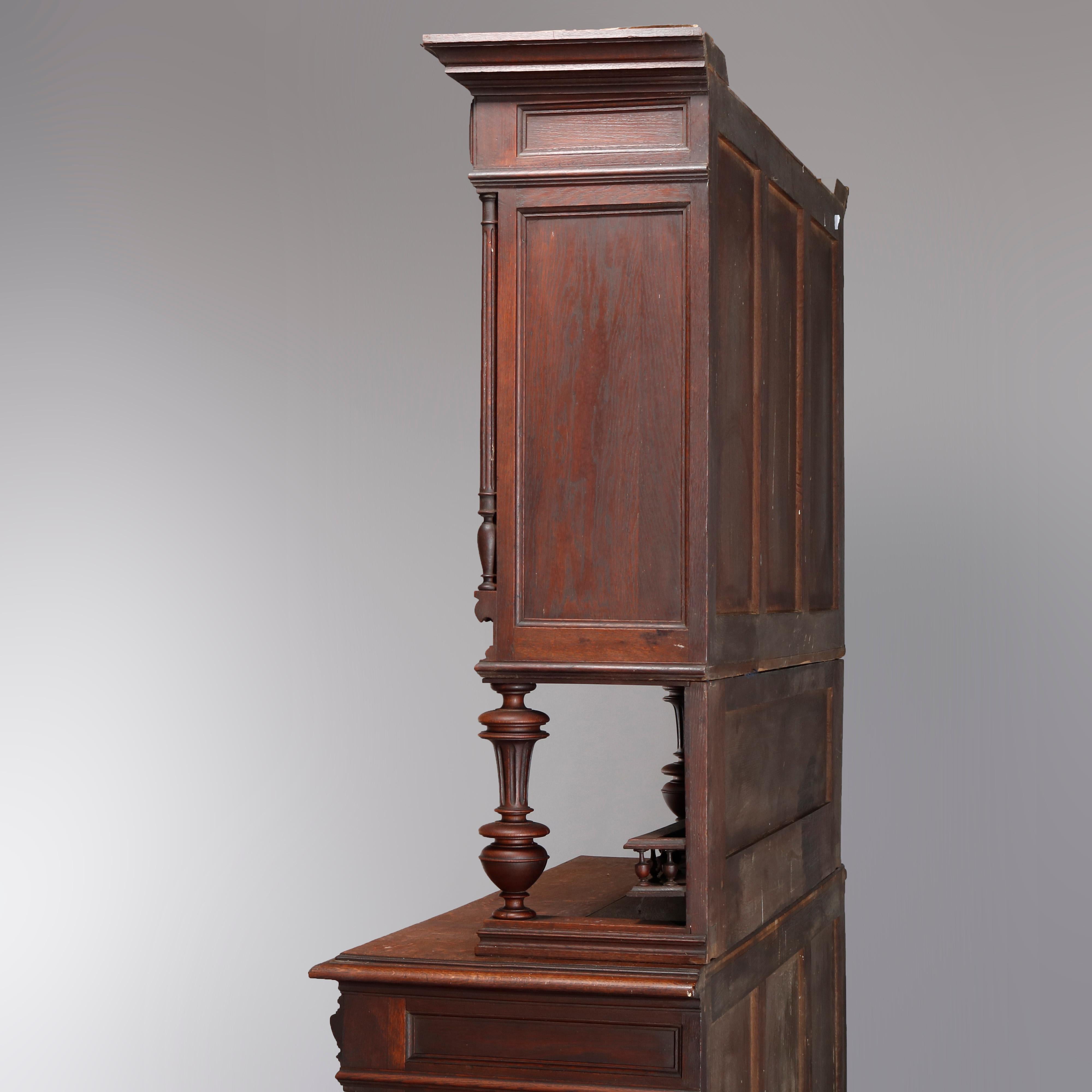 Antique French Renaissance Deeply Carved Walnut Hunt Cupboard, 19th Century In Good Condition For Sale In Big Flats, NY