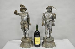 Antique French Renaissance Don Juan & Don Cesar Spelter Metal Sculptures 2 Pcs