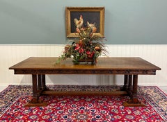 Antique French Renaissance Farmhouse Triple Baluster Dining Table Oak c.1900