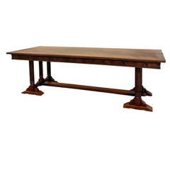 Antique French Renaissance Farmhouse Triple Baluster Dining Table Oak c.1900