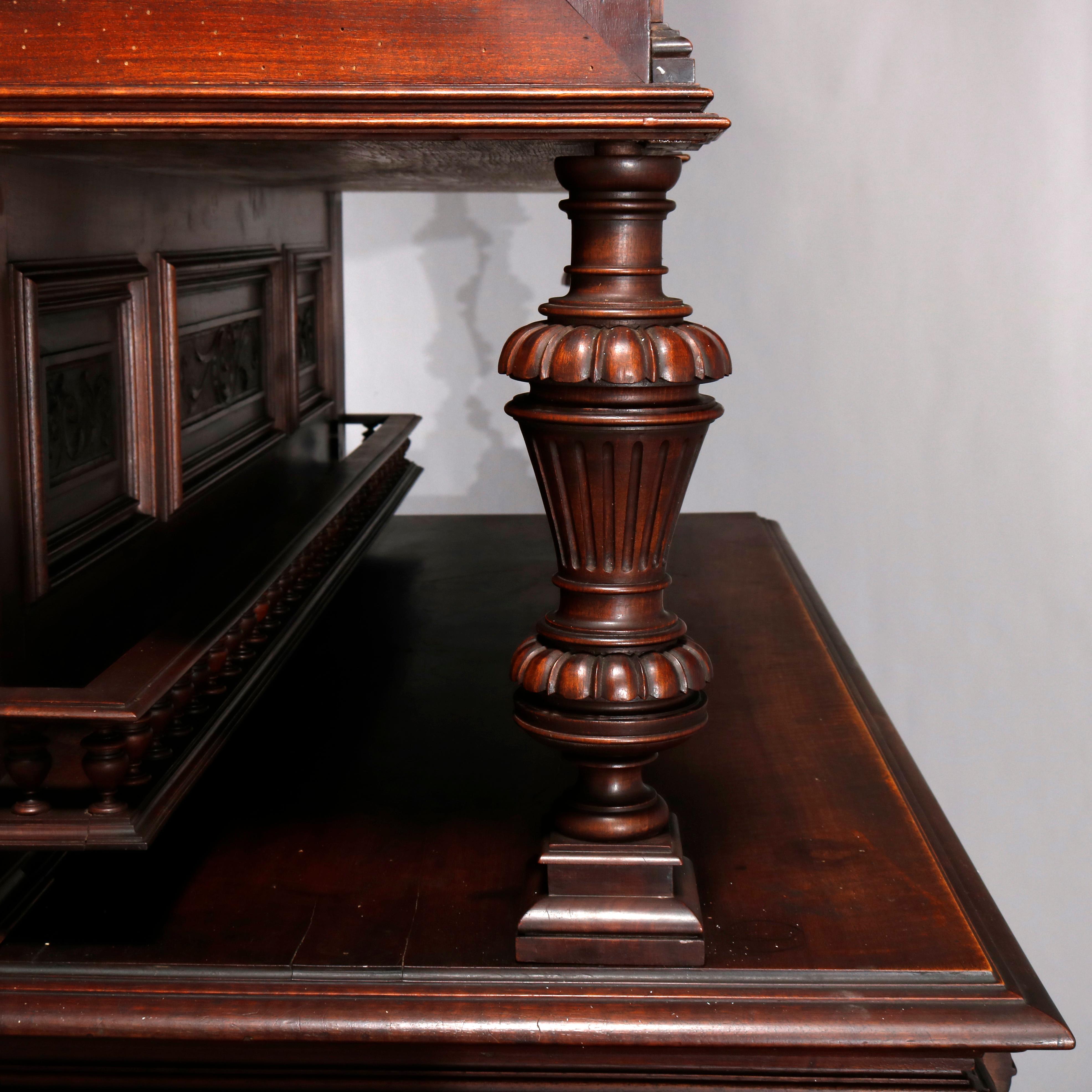 Antique French Renaissance Figural Carved Walnut Hunt Cupboard, 19th Century 11
