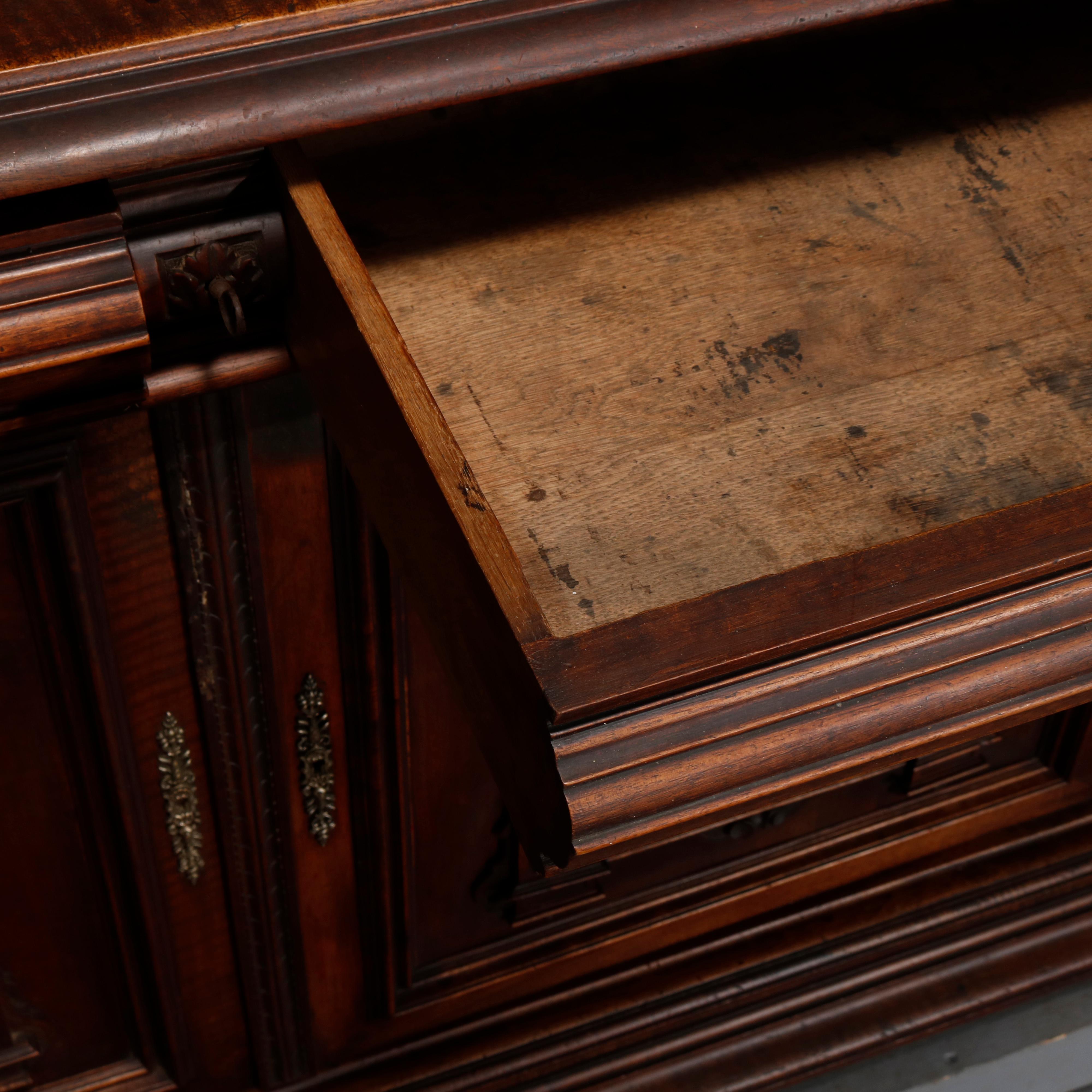 Antique French Renaissance Figural Carved Walnut Hunt Cupboard, 19th Century 15