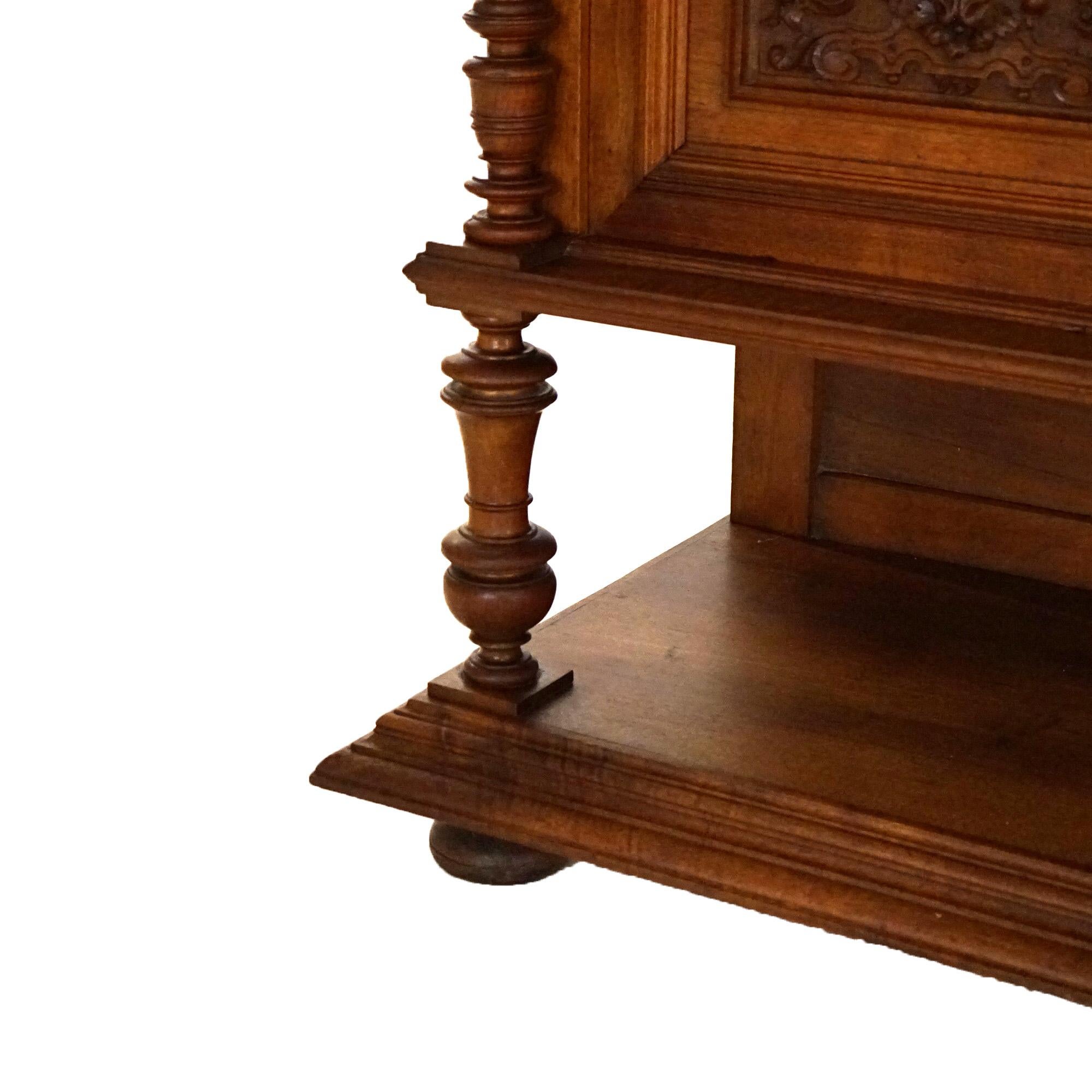 Antique French Renaissance Figural Carved Walnut Marble Top Server Circa 1890 For Sale 4