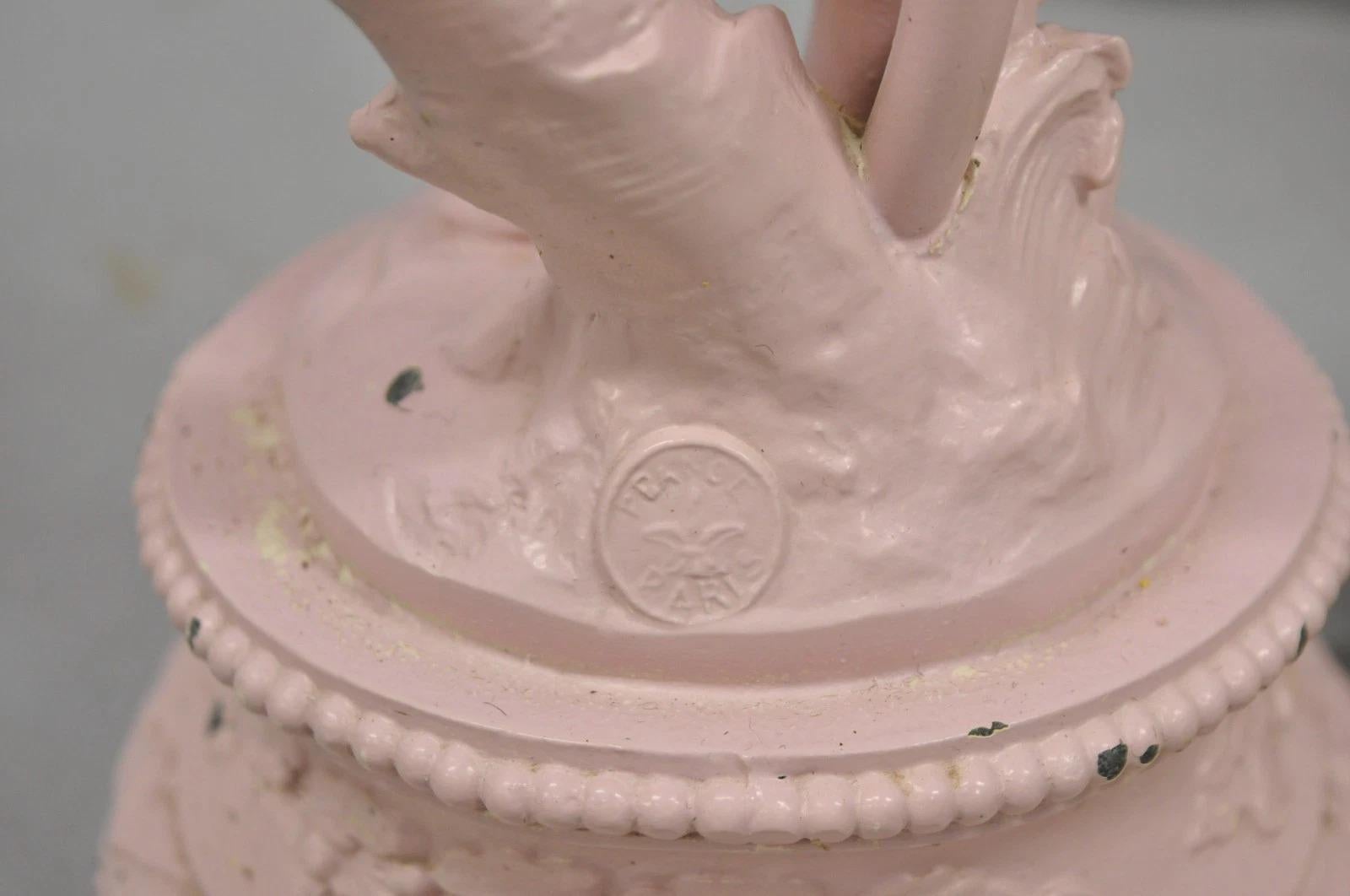 Antique French Renaissance Figural Spelter Metall Figural Cherub Tischlampen Paar im Angebot 3