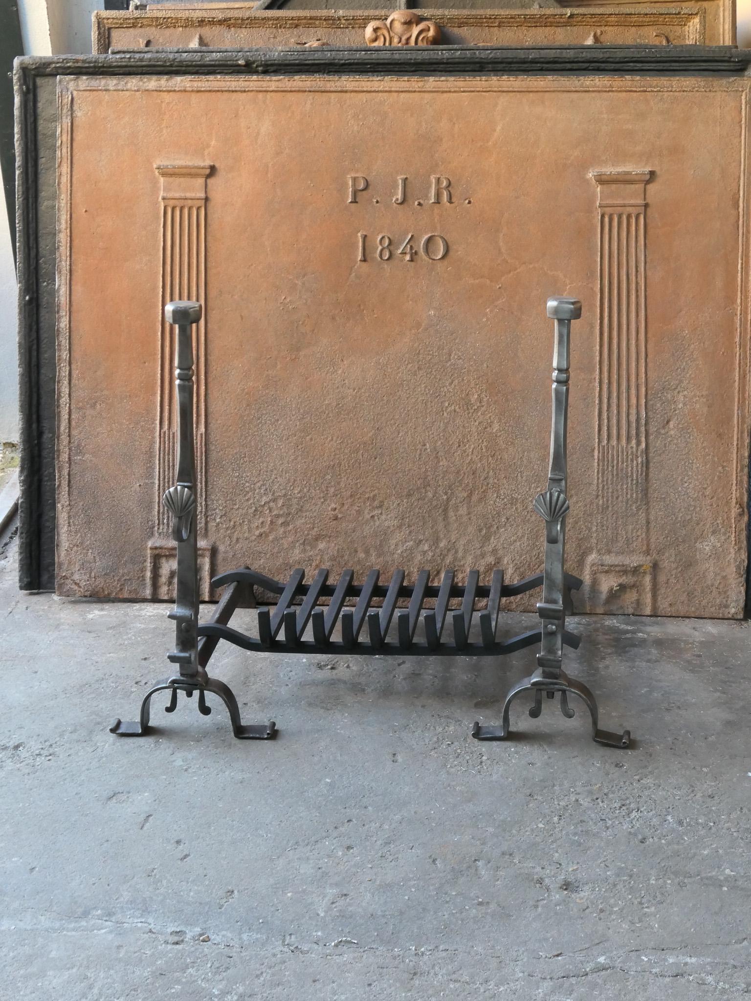 Antique French Renaissance Fireplace Grate, 17th Century For Sale at