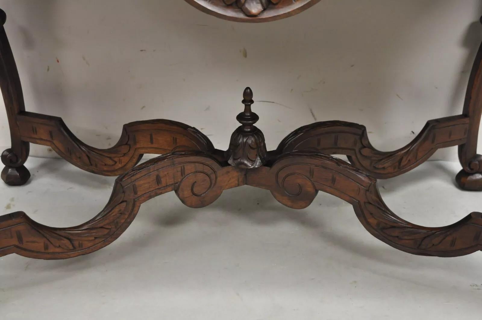 Antique French Renaissance Flower Carved Walnut China Cabinet Radio Bar Cabinet For Sale 9