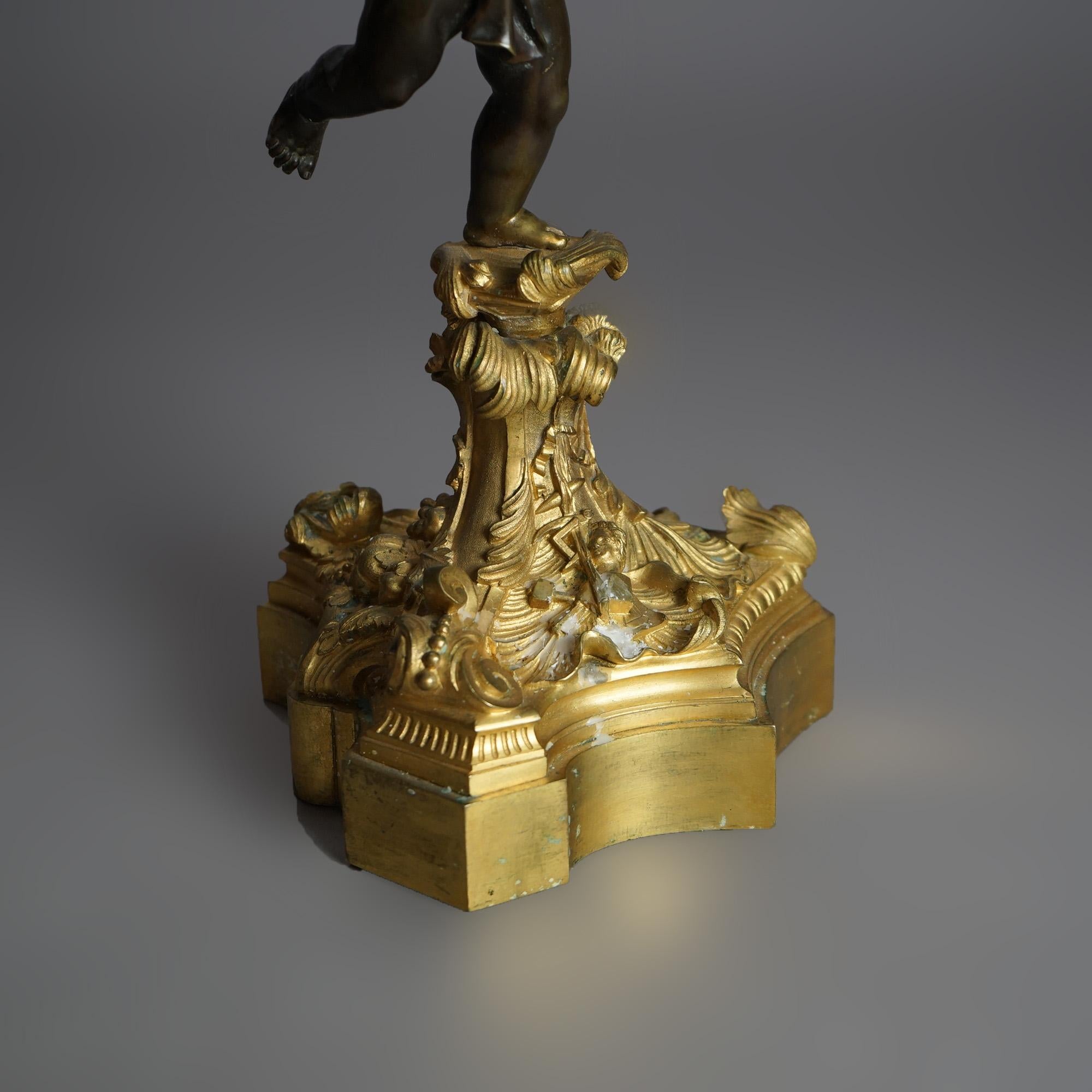 Antique French Renaissance Gilt Bronze Figural Cherub & Foliate Candelabra C1870 For Sale 3
