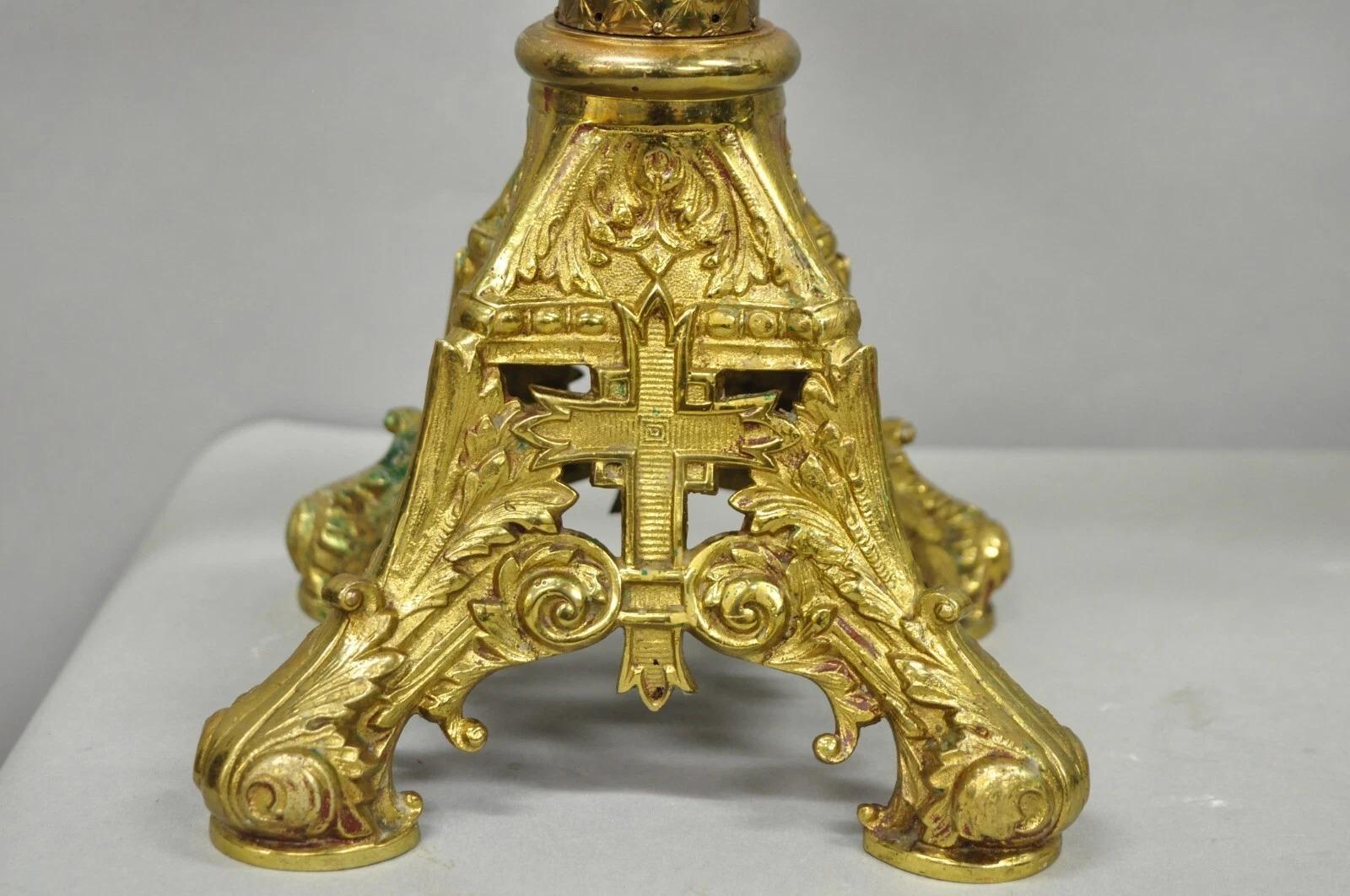 Antique French Renaissance Gothic Bronze 7 Arm Adjustable Candelabras - a Pair For Sale 7