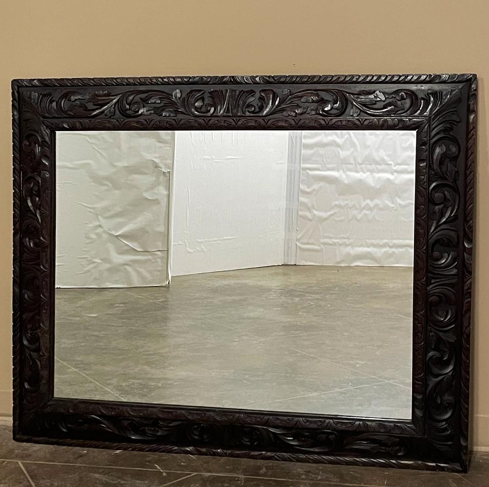 Antique French Renaissance Hand-Carved Wall Mirror In Good Condition For Sale In Dallas, TX