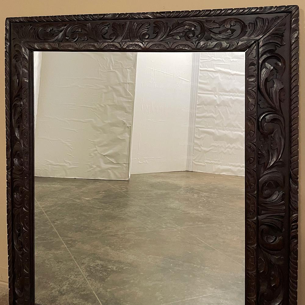 Antique French Renaissance Hand-Carved Wall Mirror For Sale 3