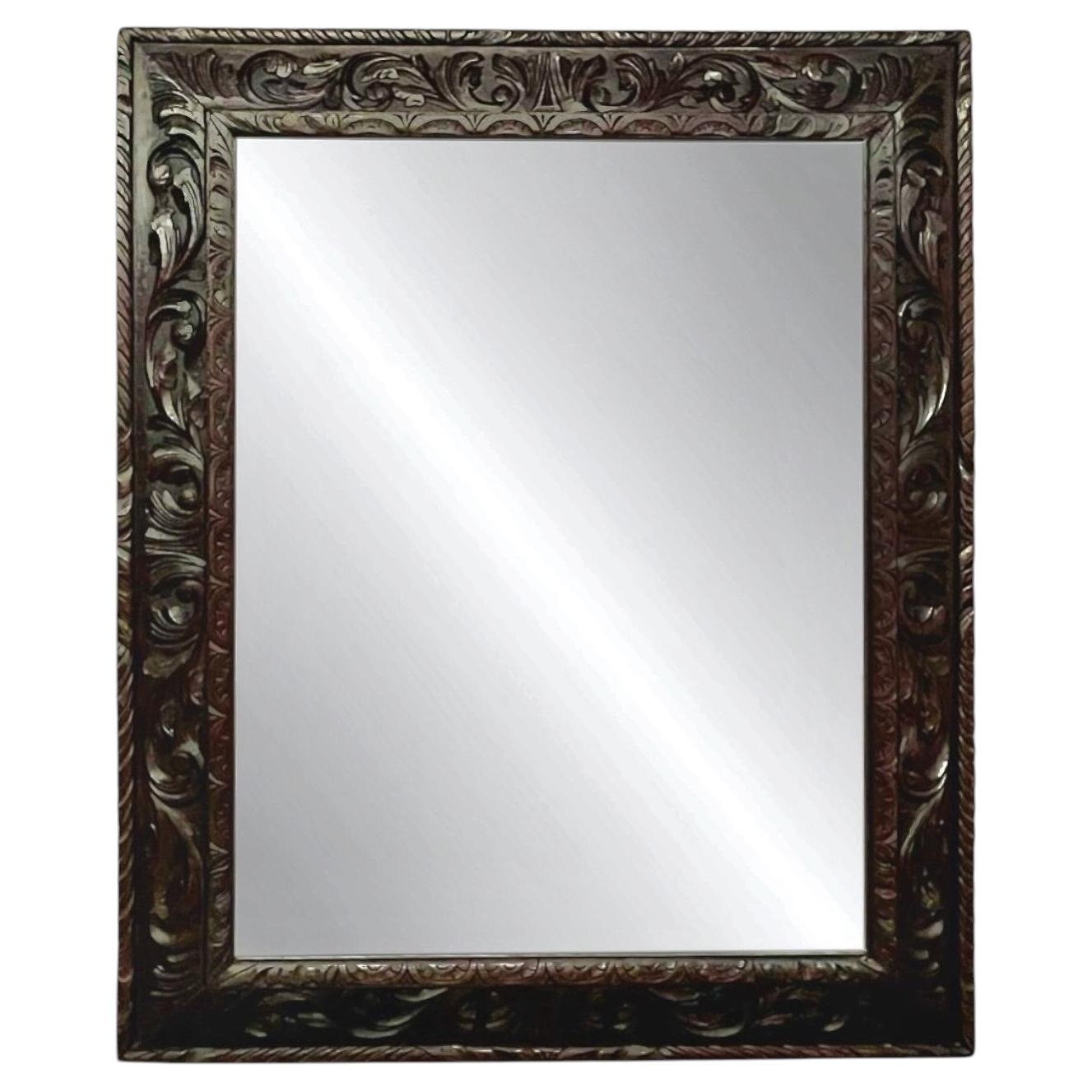 Antique French Renaissance Hand-Carved Wall Mirror