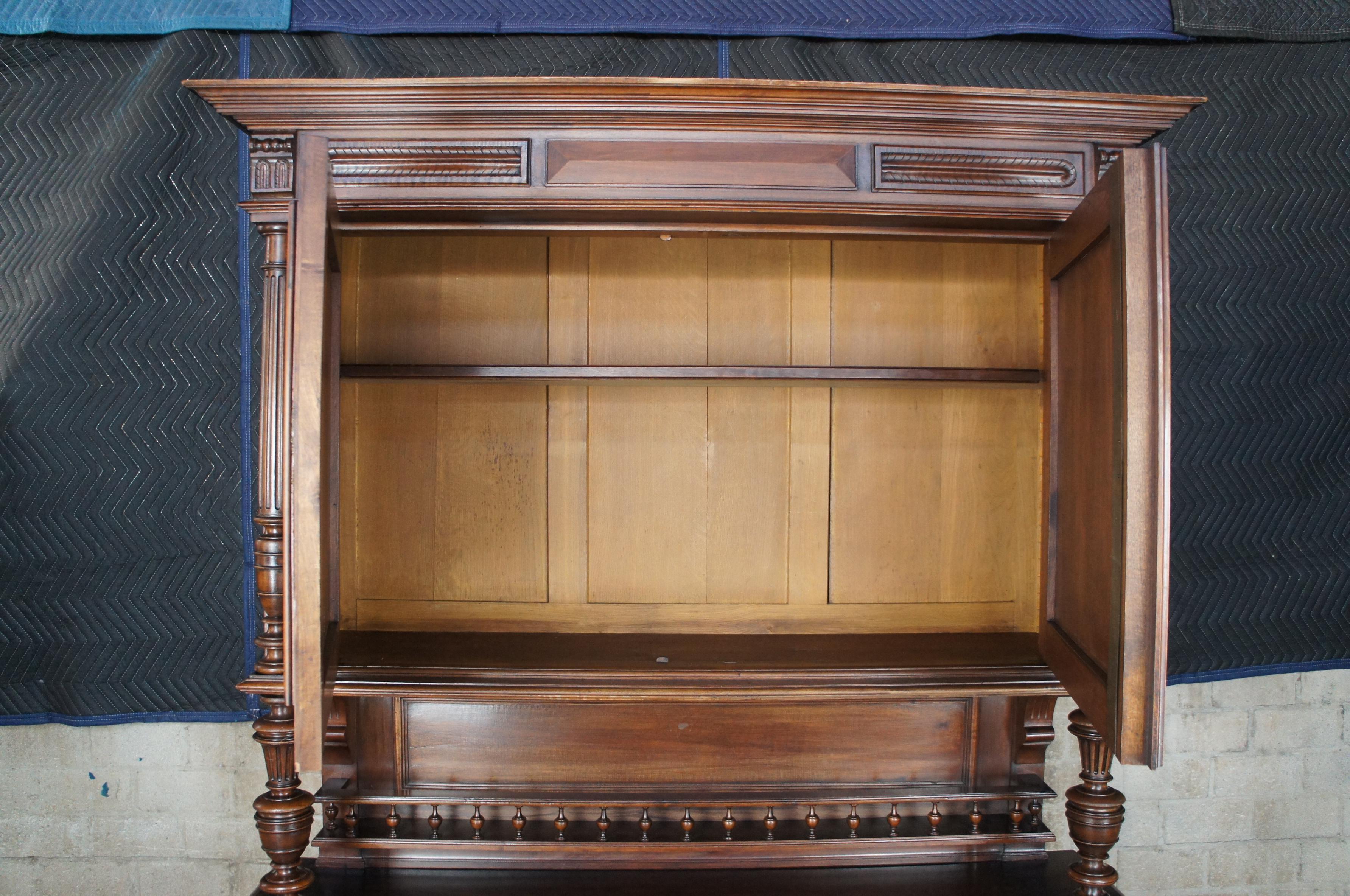 Antique French Renaissance Henry II Style Walnut Buffet Hutch Sideboard Cabinet 6