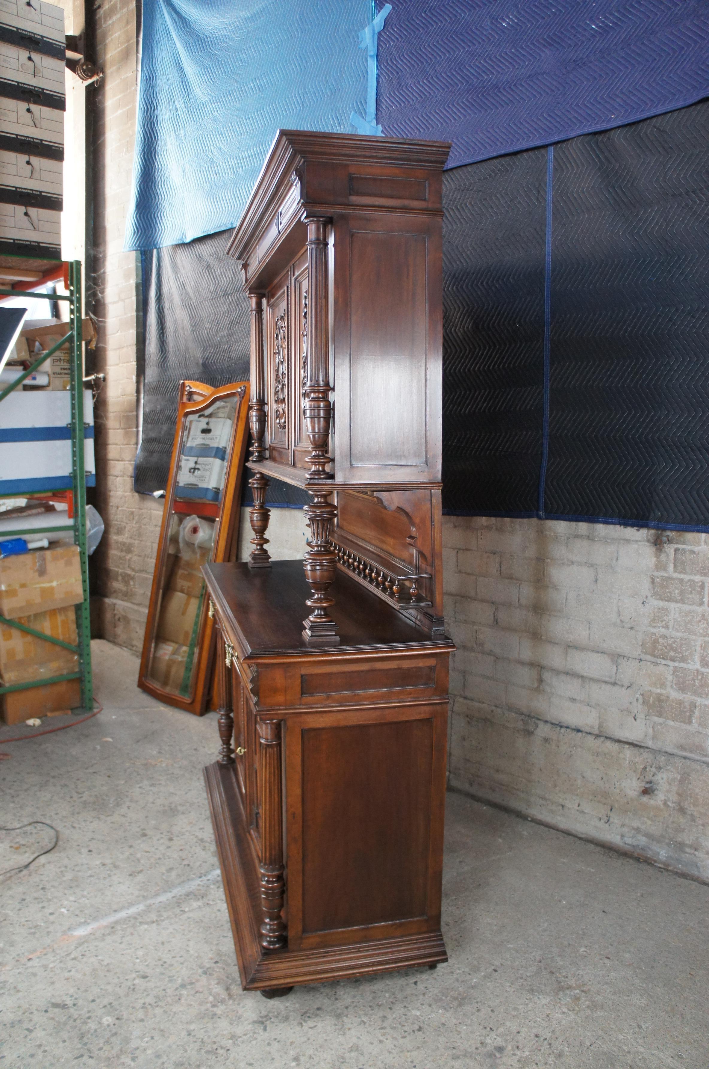 Antique French Renaissance Henry II Style Walnut Buffet Hutch Sideboard Cabinet 7